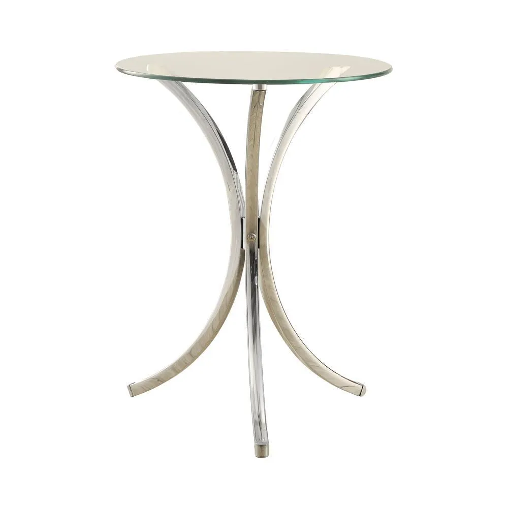 Eloise Chrome Round Accent Table with Curved Legs - Image 2
