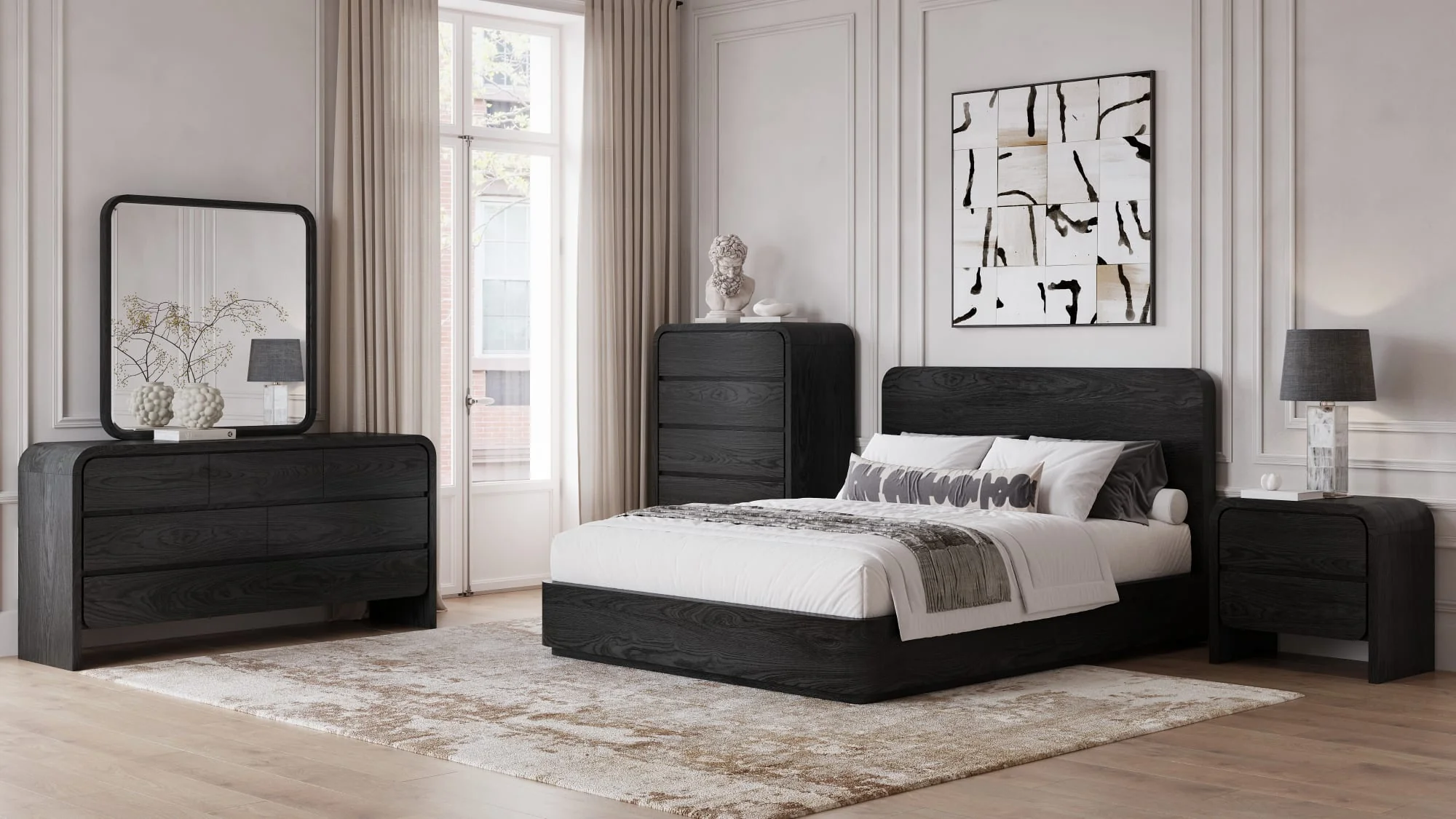 Elora Jet King Ash Wood Platform Bed - Image 6