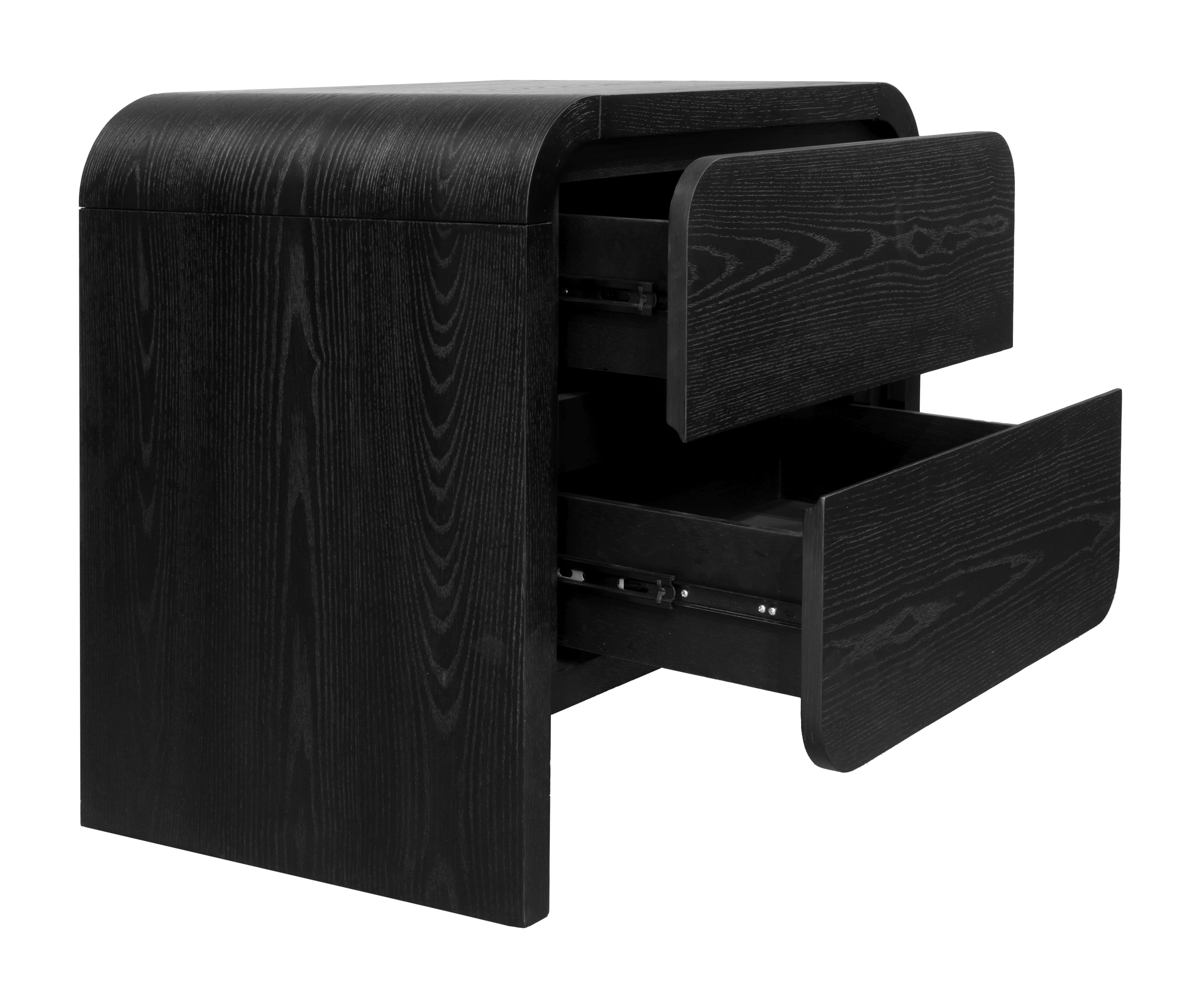 Elora Two Drawer Nightstand in Jet Black Ash - Image 3