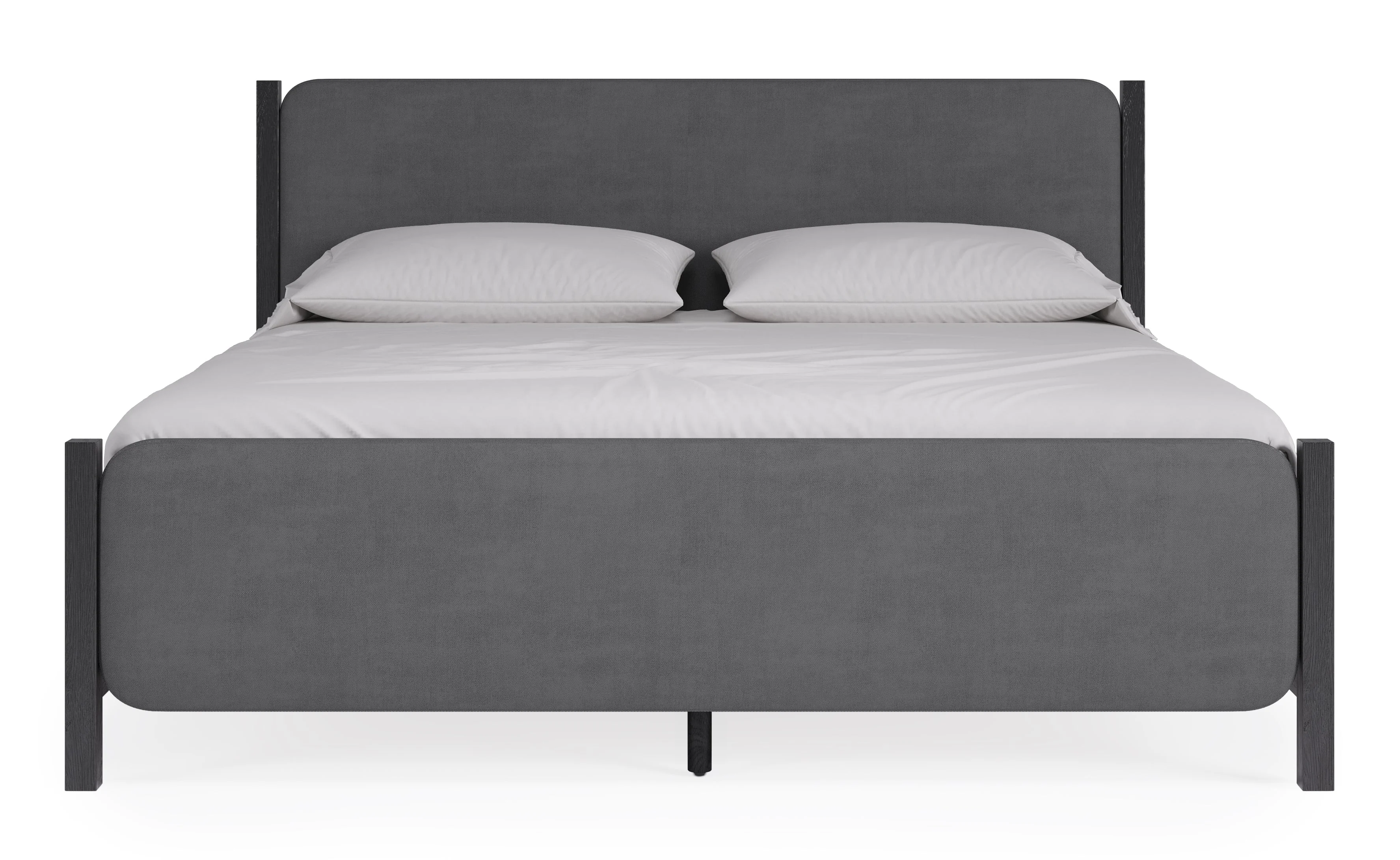 Elora Wood and Velvet California King Upholstered Bed in Jet and Charcoal - Image 4
