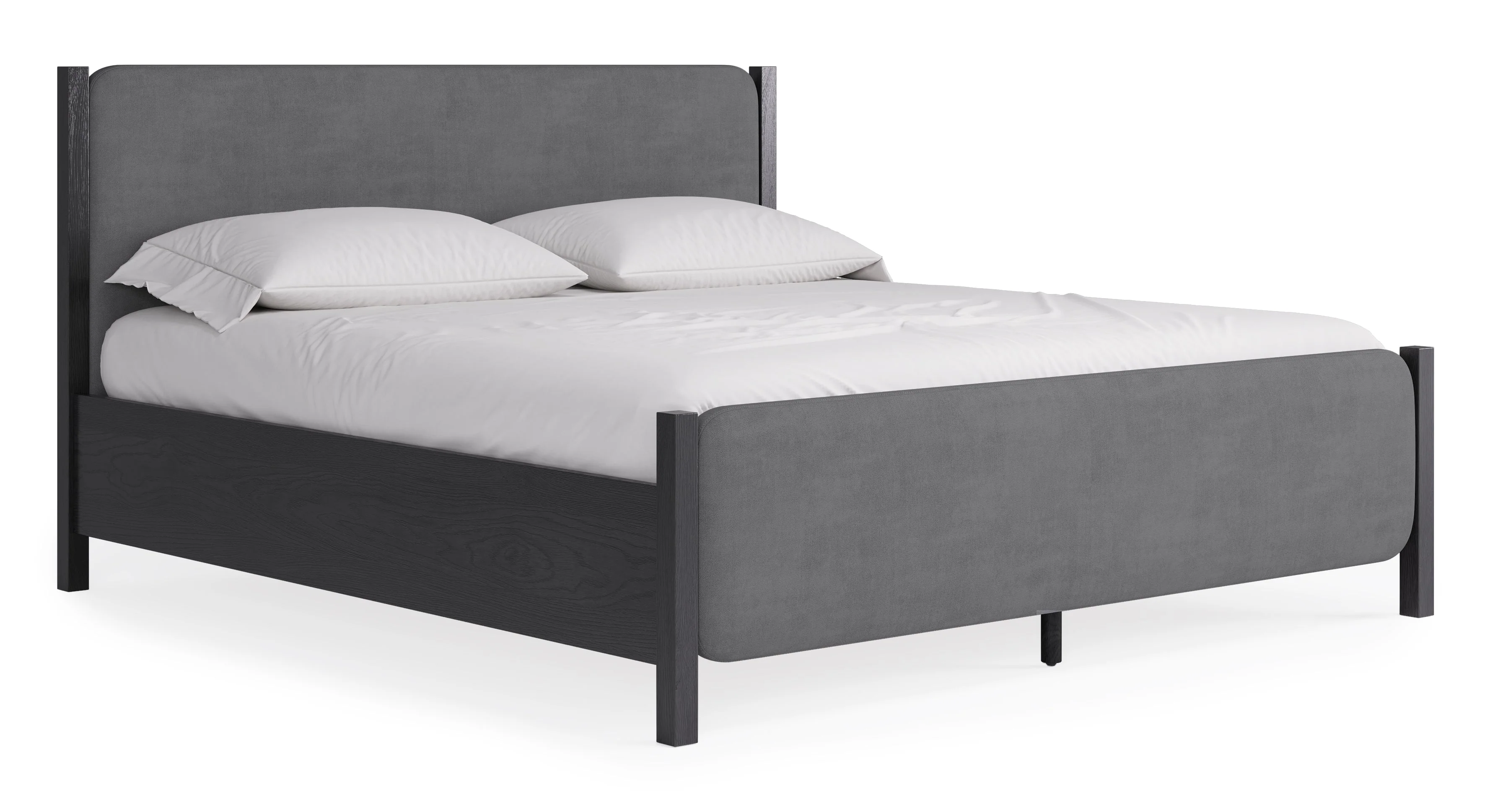 Elora Wood and Velvet Eastern King Upholstered Bed in Jet and Charcoal - Image 5