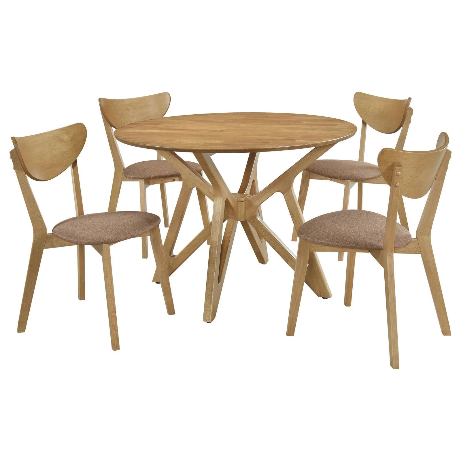 Elowen Light Walnut 5-Piece Round Solid Wood Dining Set - Image 2