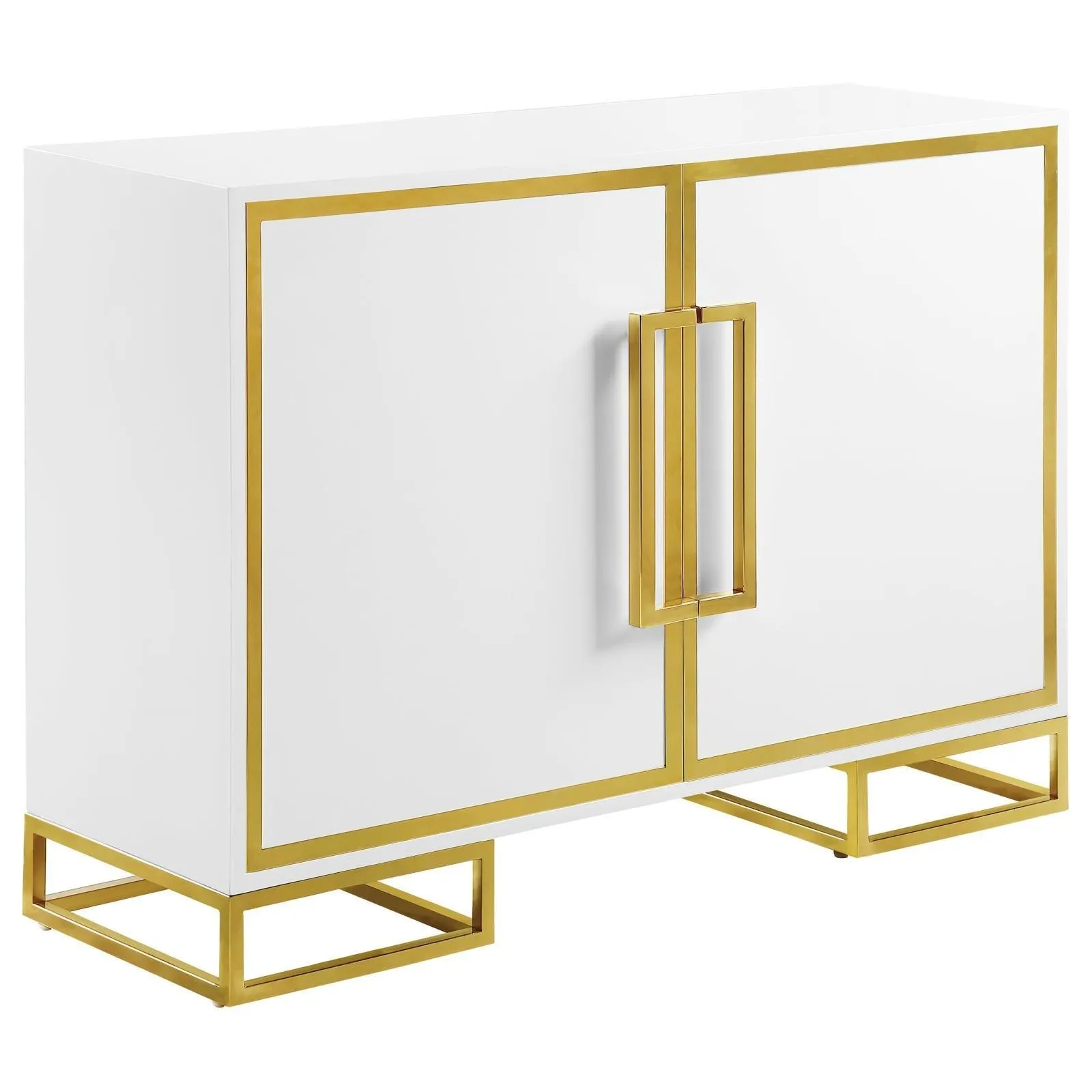 Elsa White/Gold 2-Door Accent Cabinet with Adjustable Shelves - Image 2