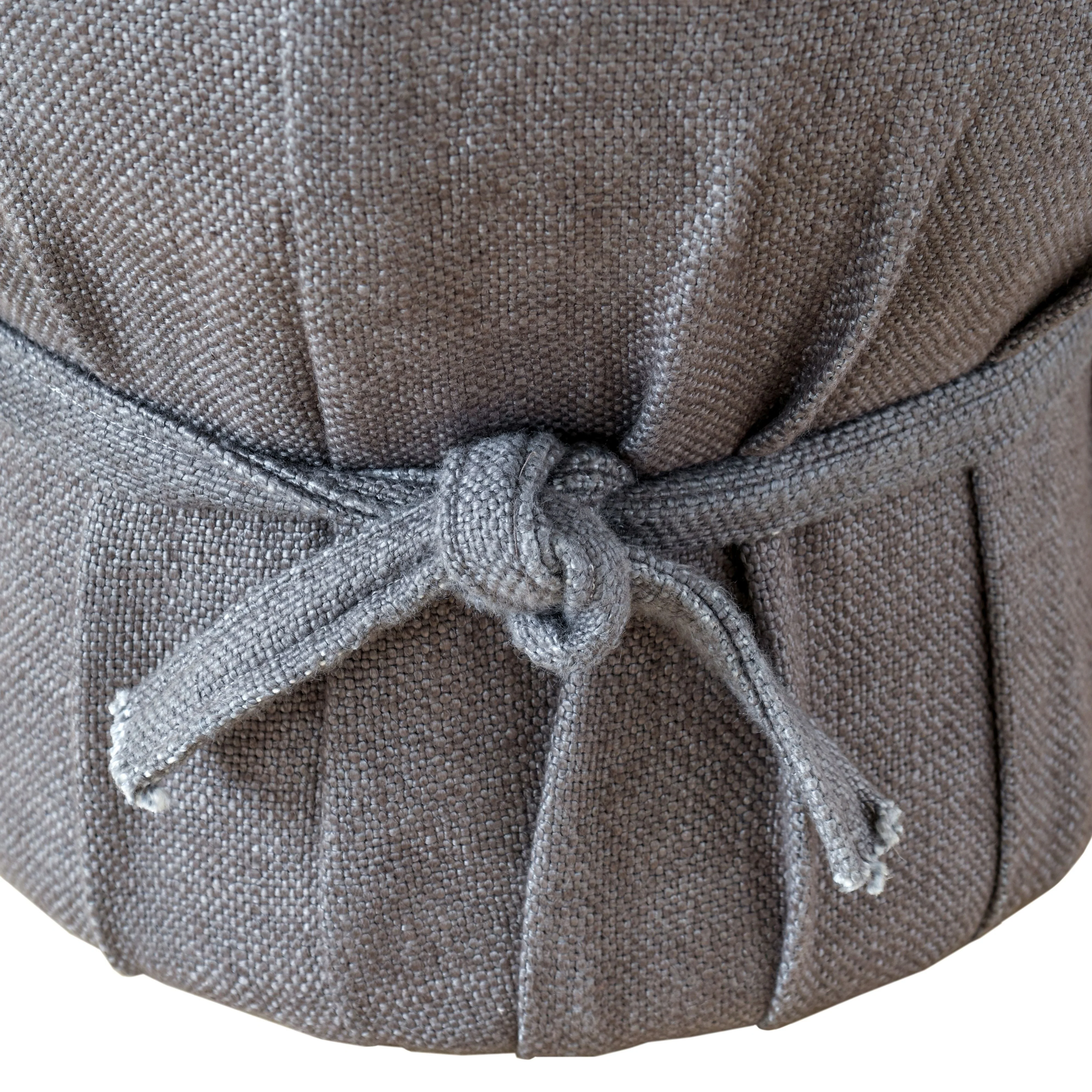 Elsie Grey Linen Upholstered Pouf - Image 4