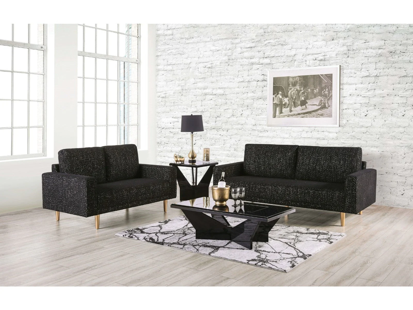 Elverum Black Sofa & Loveseat