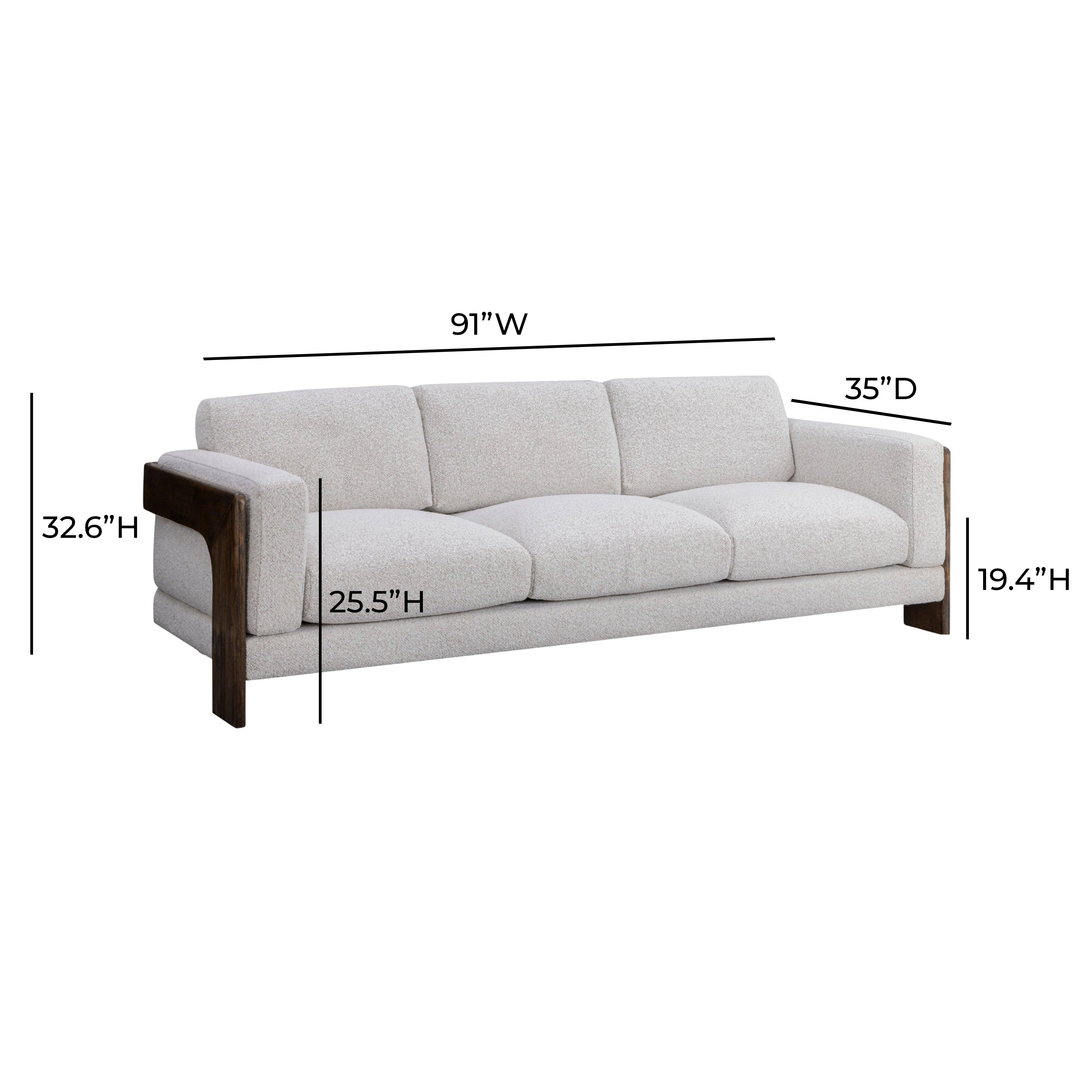 Elyn 91" Cream Contract-Grade Boucle Sofa - Image 7