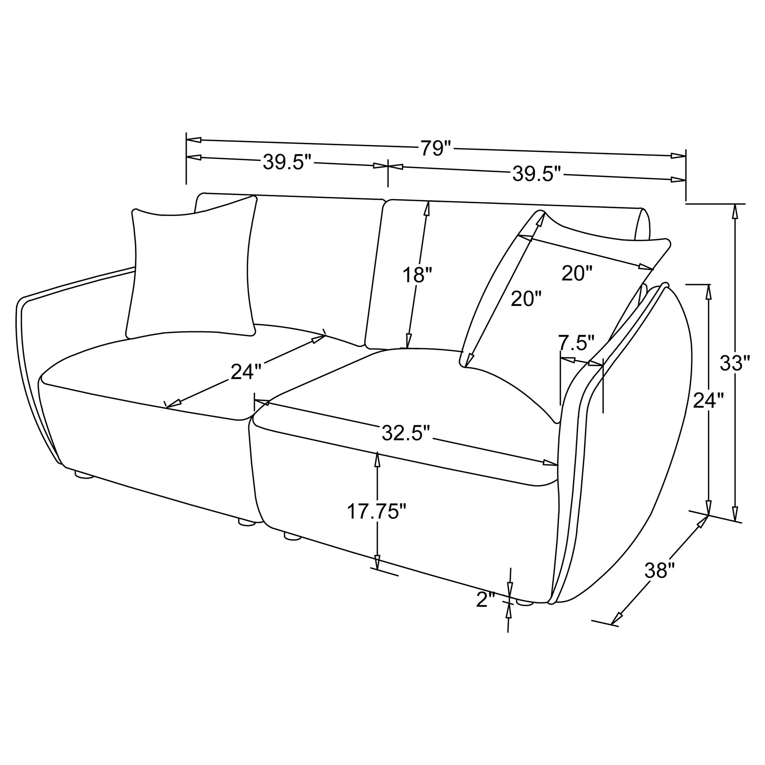 Elysia Coral Chenille Upholstered Modular Lounge Loveseat - Image 9