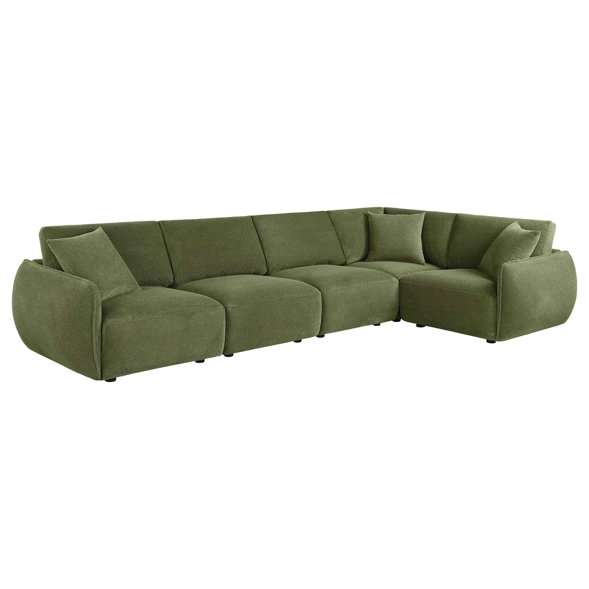Elysia Green 5-piece Chenille Upholstered Modular Sectional Sofa - Image 5