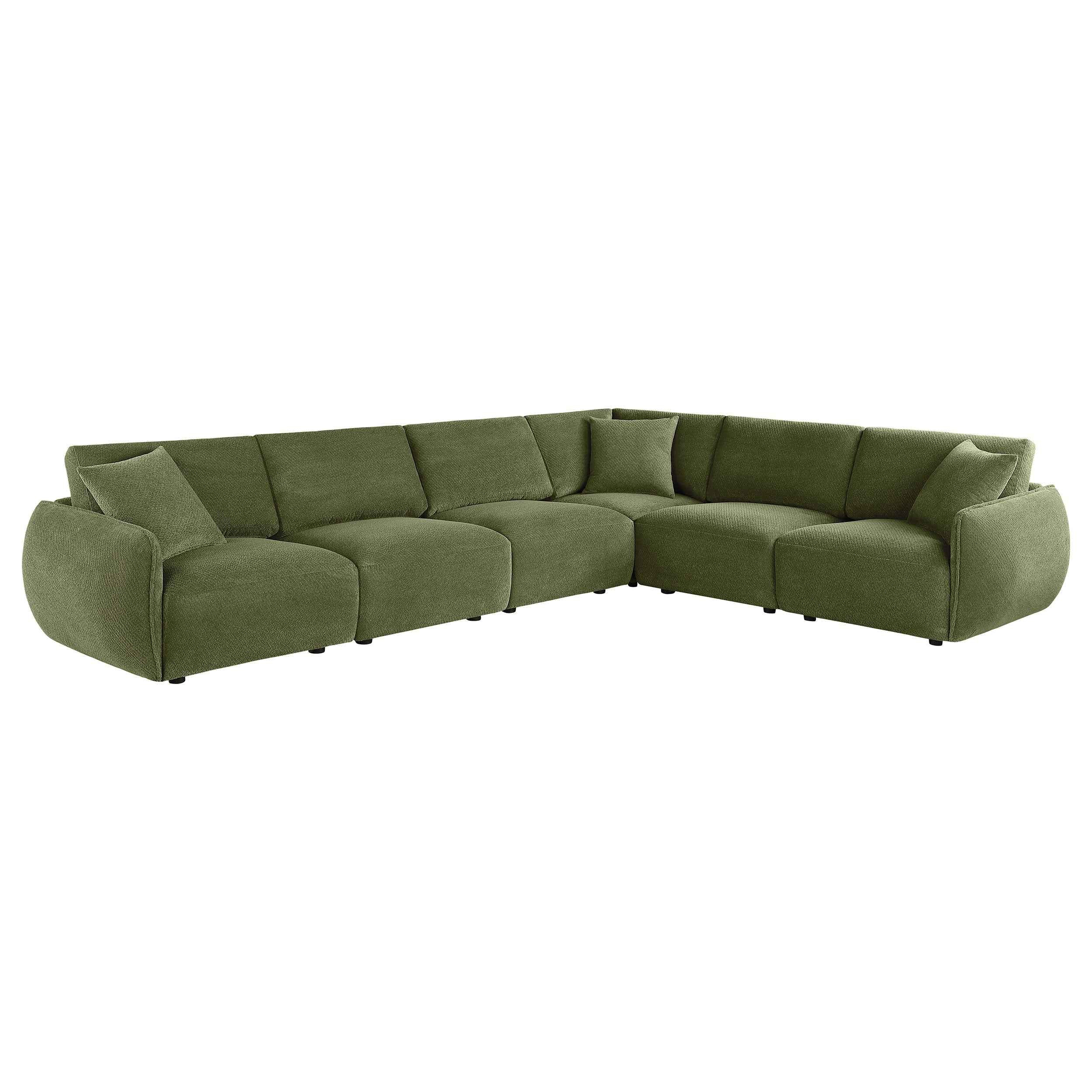Elysia Green 6-piece Chenille Upholstered Modular Sectional Sofa