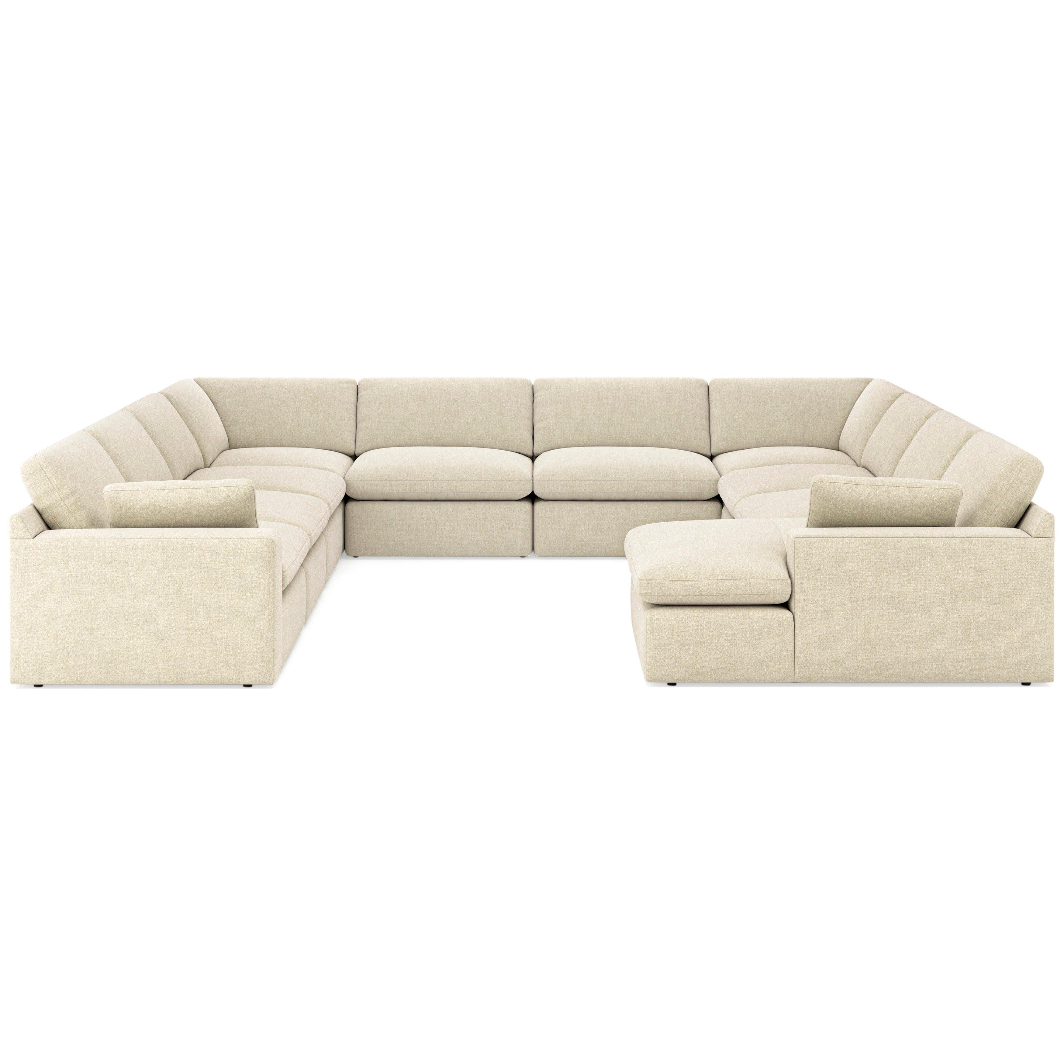 Elyza Linen 10-Piece Right Arm Facing RAF Chaise Sectional