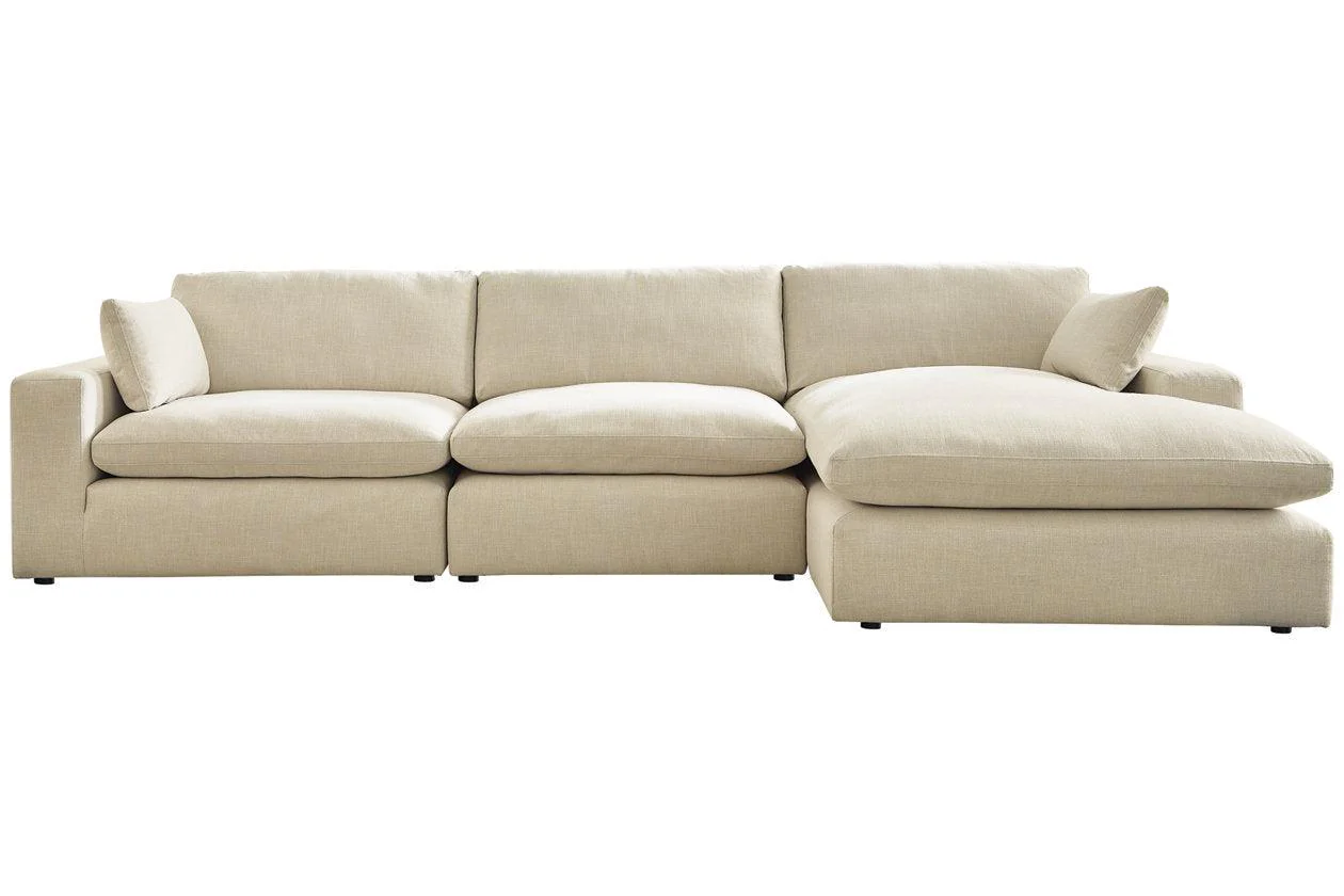 Elyza Linen 3-Piece Right Arm Facing Chaise Sectional