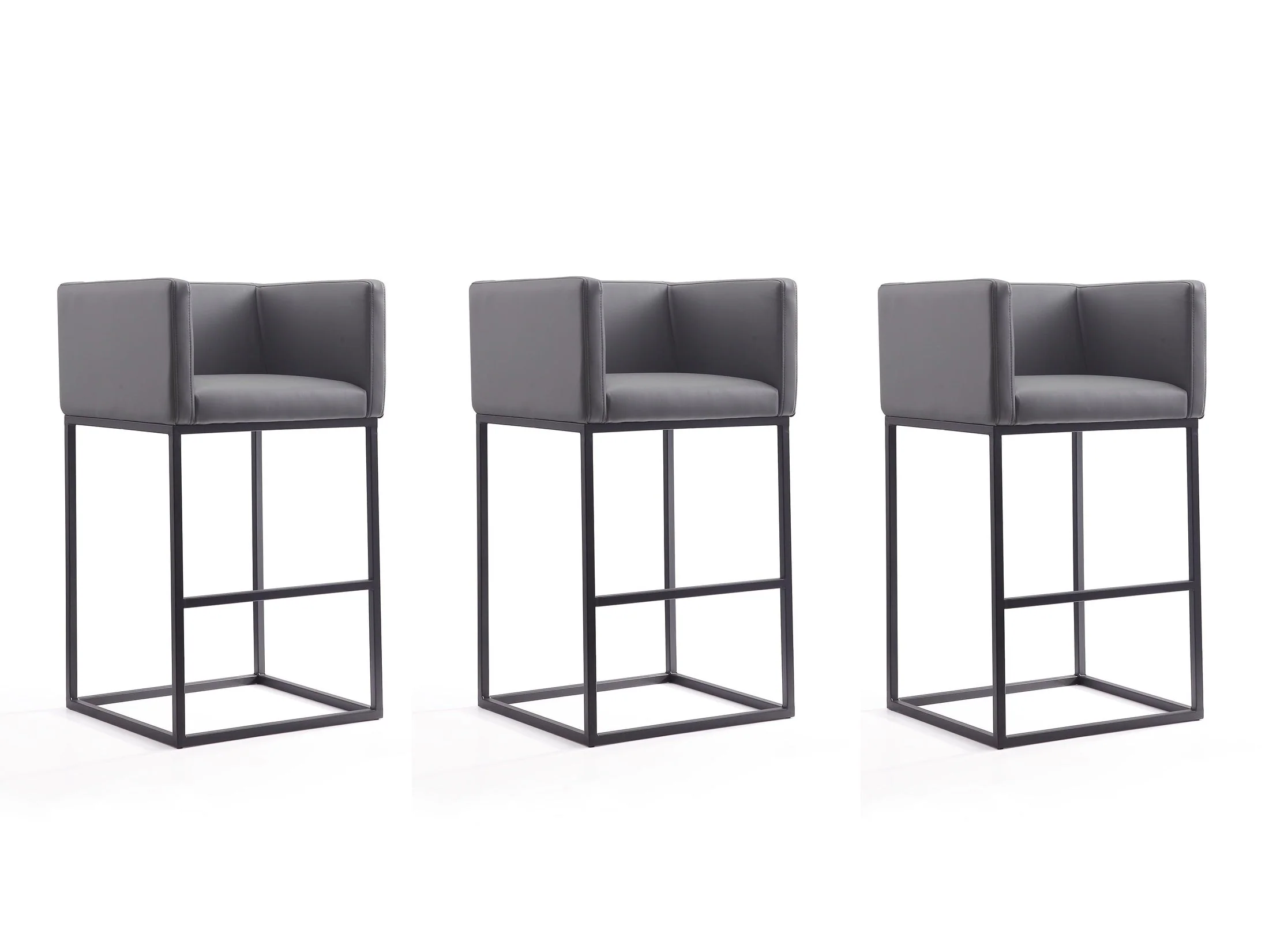 Embassy Barstool in Grey and Black (set of 3)
