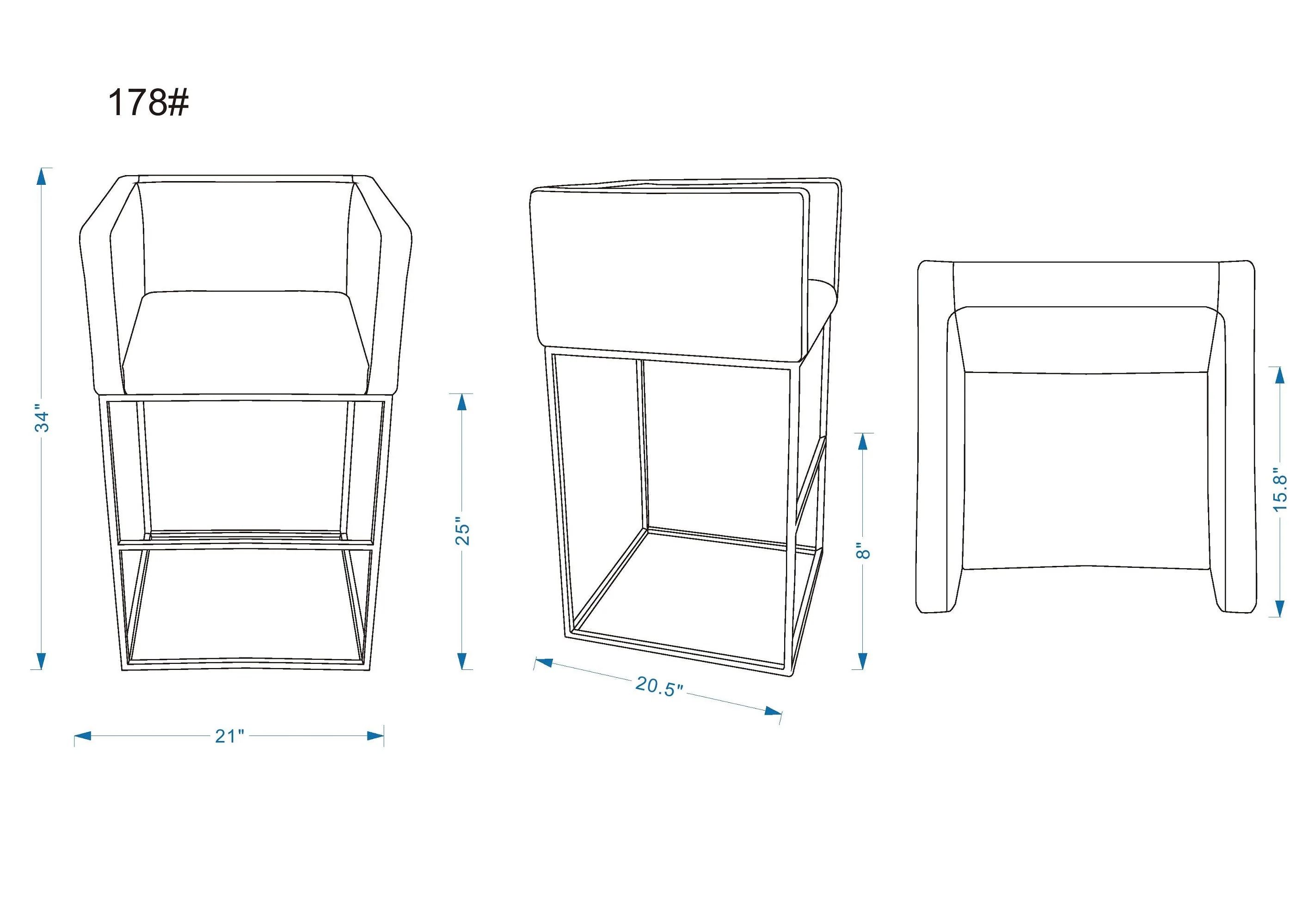 Embassy Counter Stool in Cream and Black (set of 2) - Image 3