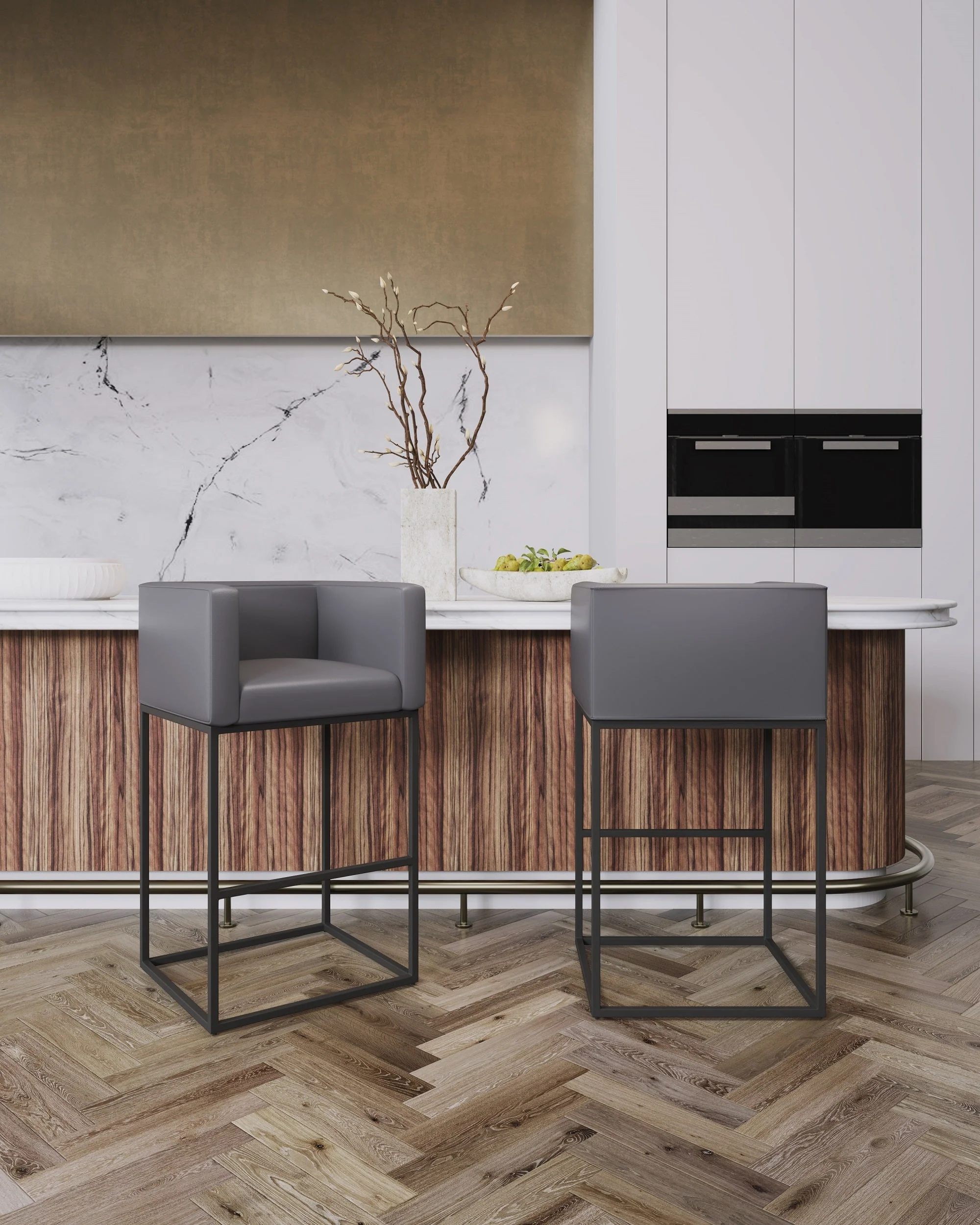Embassy Counter Stool in Grey and Black (set of 2) - Image 2