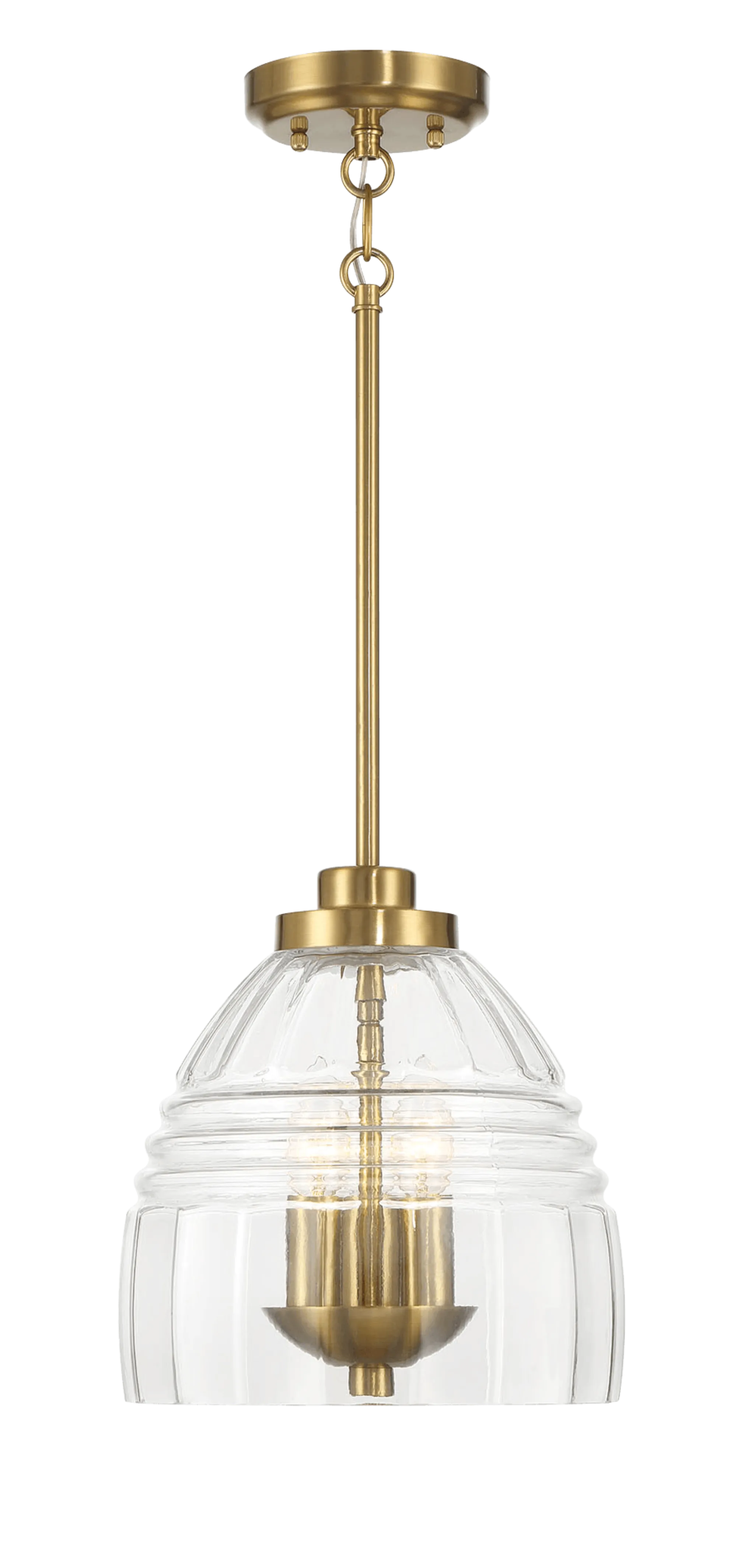 Ember Three Candle Lights Chain Pendant With Clear Glass - Satin Brass - Image 3