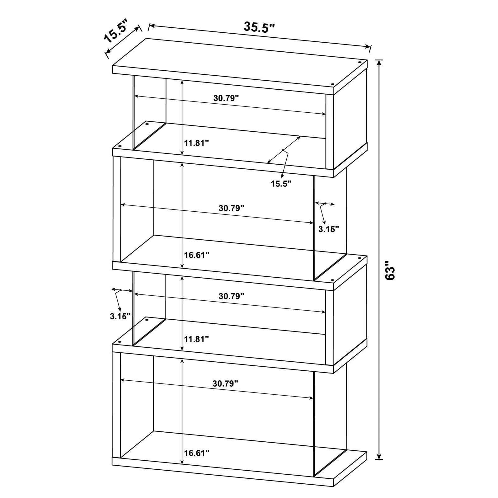 Emelle 4-Shelf Bookcase with Glass Panels - Image 11
