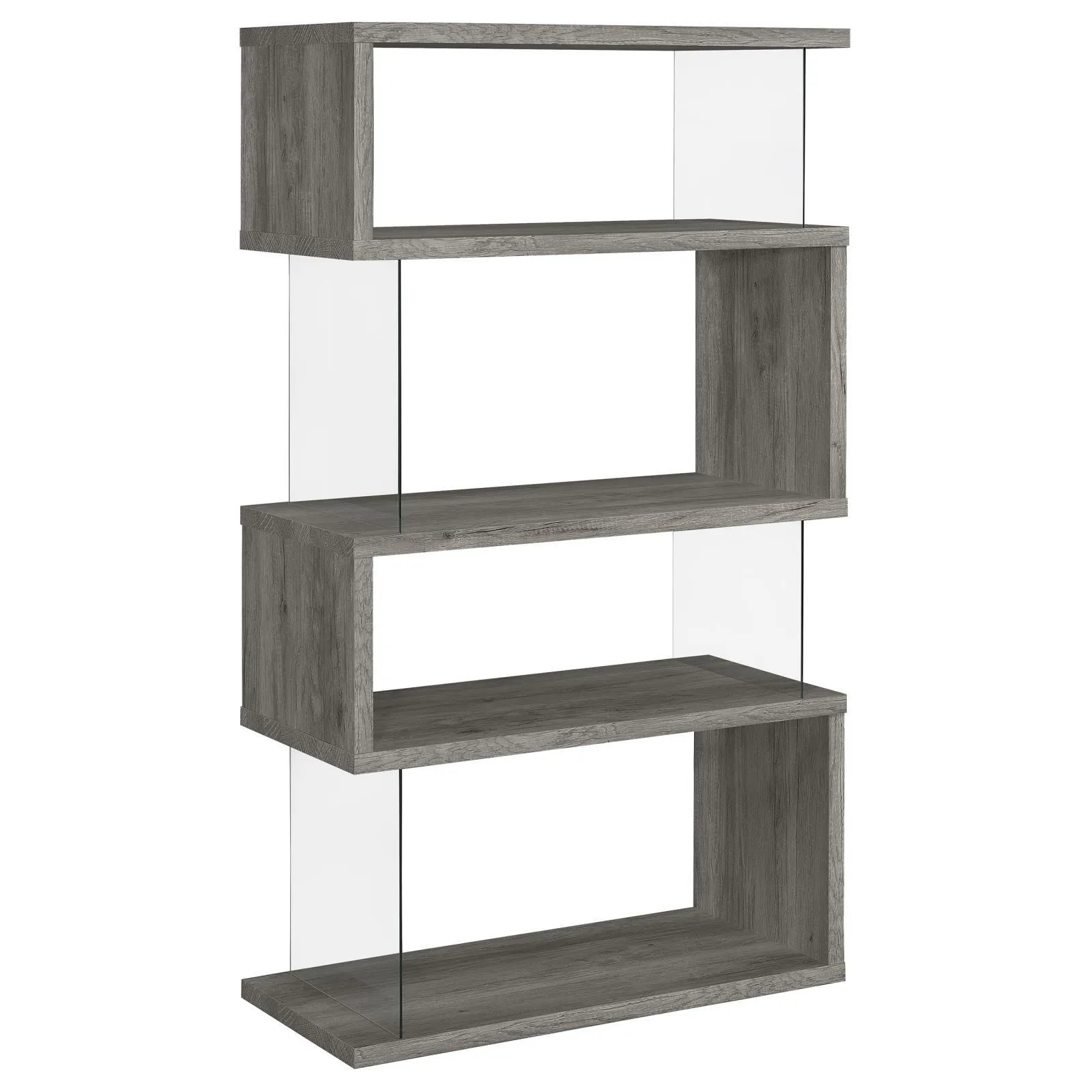 Emelle 4-Shelf Bookcase with Glass Panels - Image 2