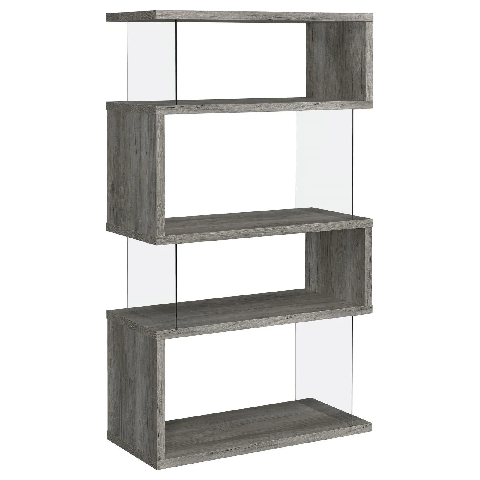 Emelle 4-Shelf Bookcase with Glass Panels - Image 6