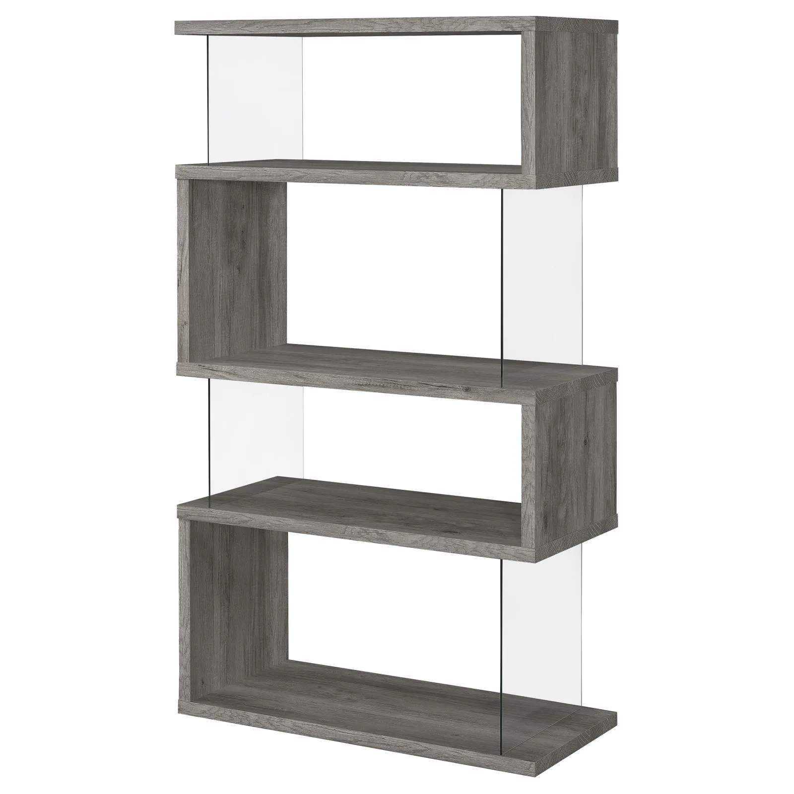 Emelle 4-Shelf Bookcase with Glass Panels - Image 8
