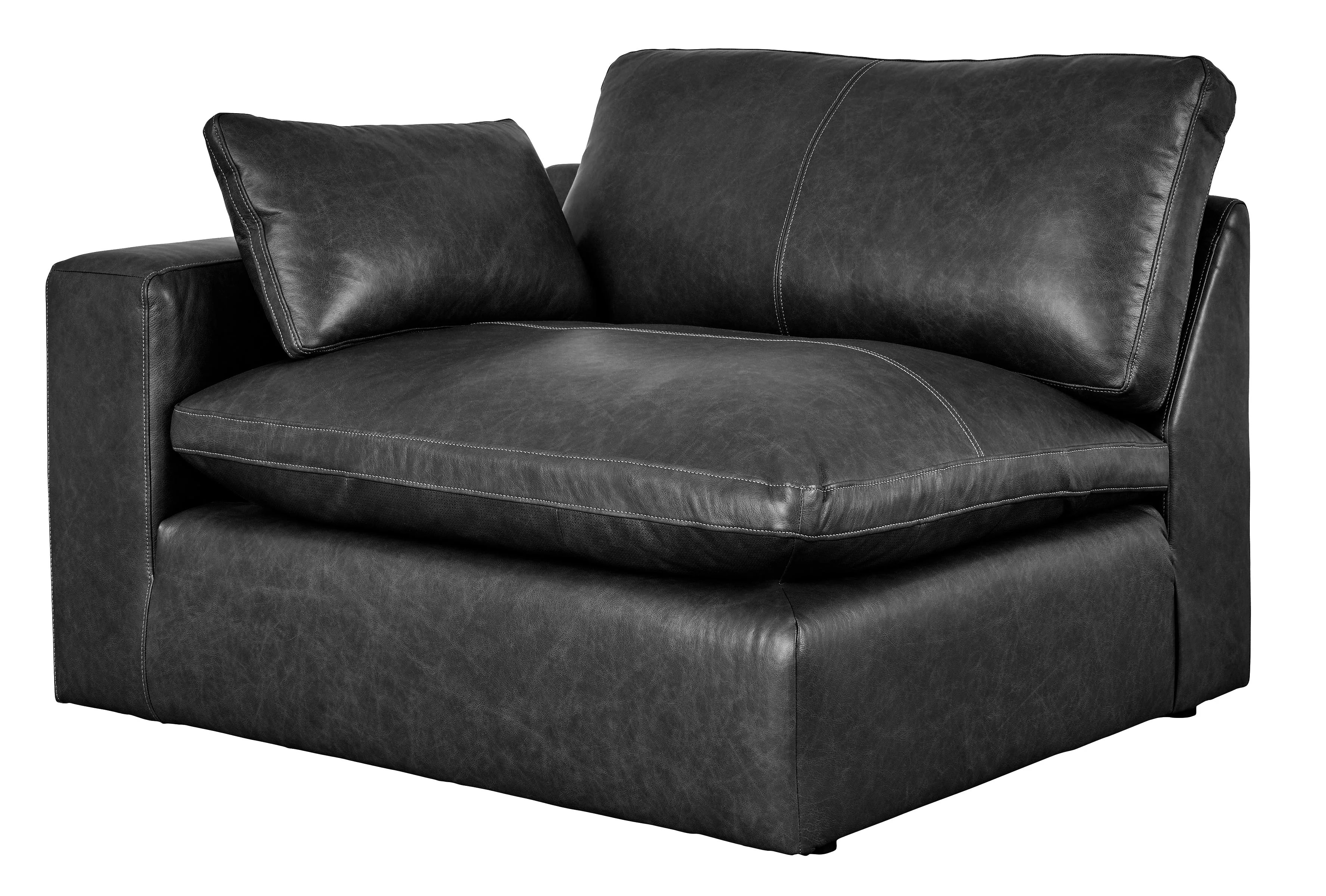 Emilia Black Leather 3-Piece Leather Modular Sectional Sofa - Image 20
