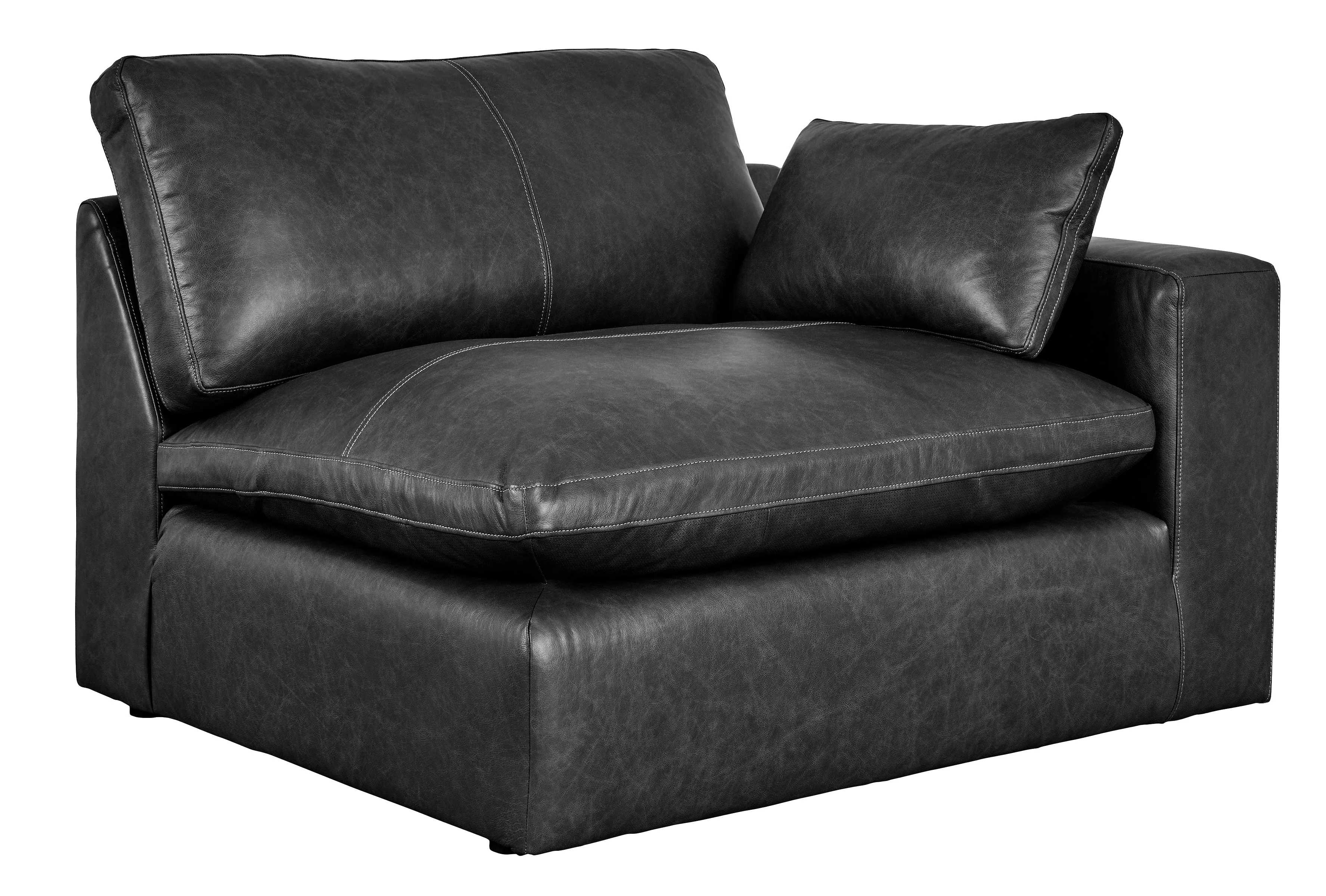 Emilia Black Leather 3-Piece Leather Modular Sectional Sofa - Image 21
