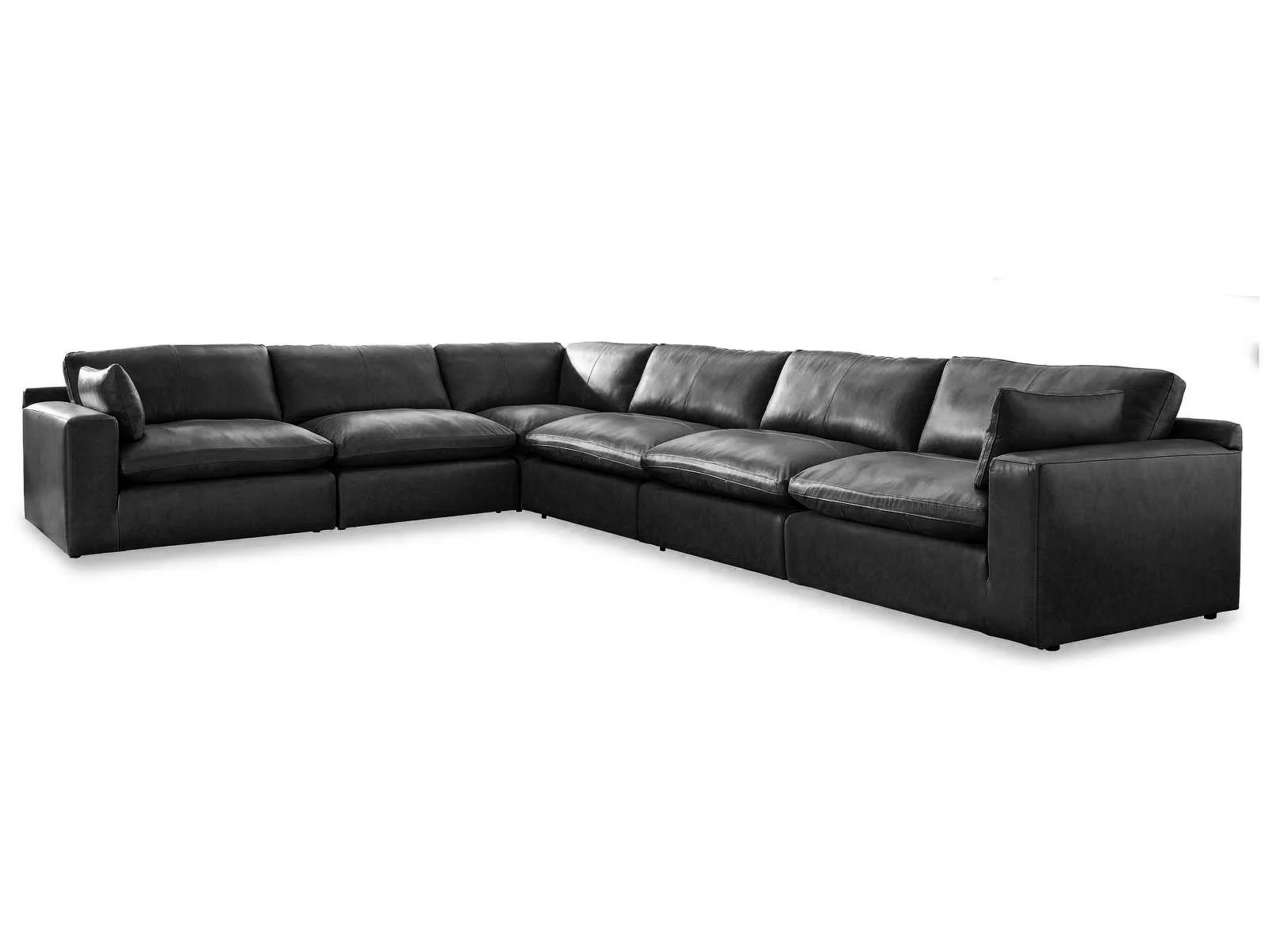 Emilia Black Leather 6-Piece Modular Sectional