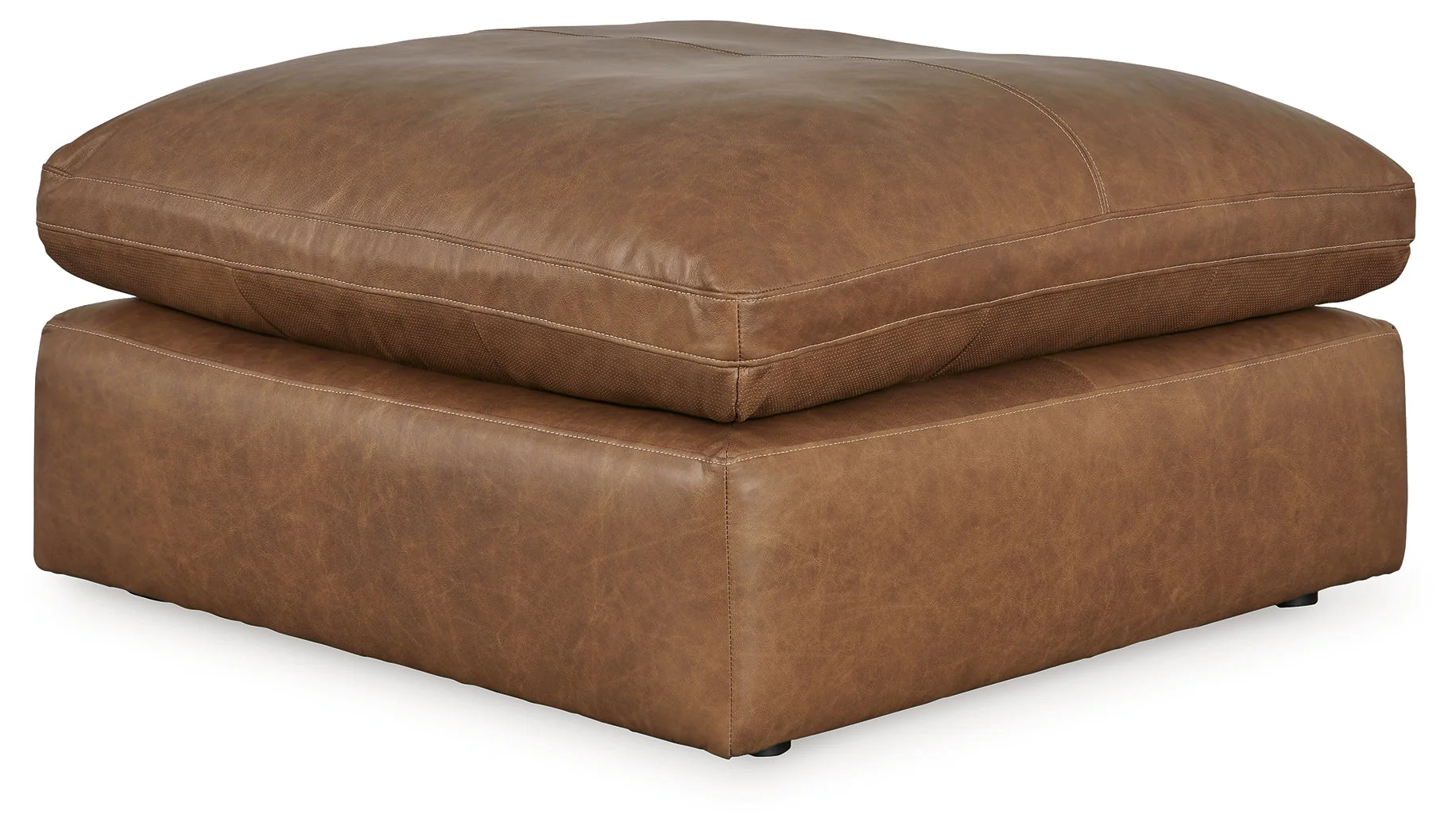 Emilia Caramel 6-Piece Leather Sectional with Ottoman in Caramel - Image 3