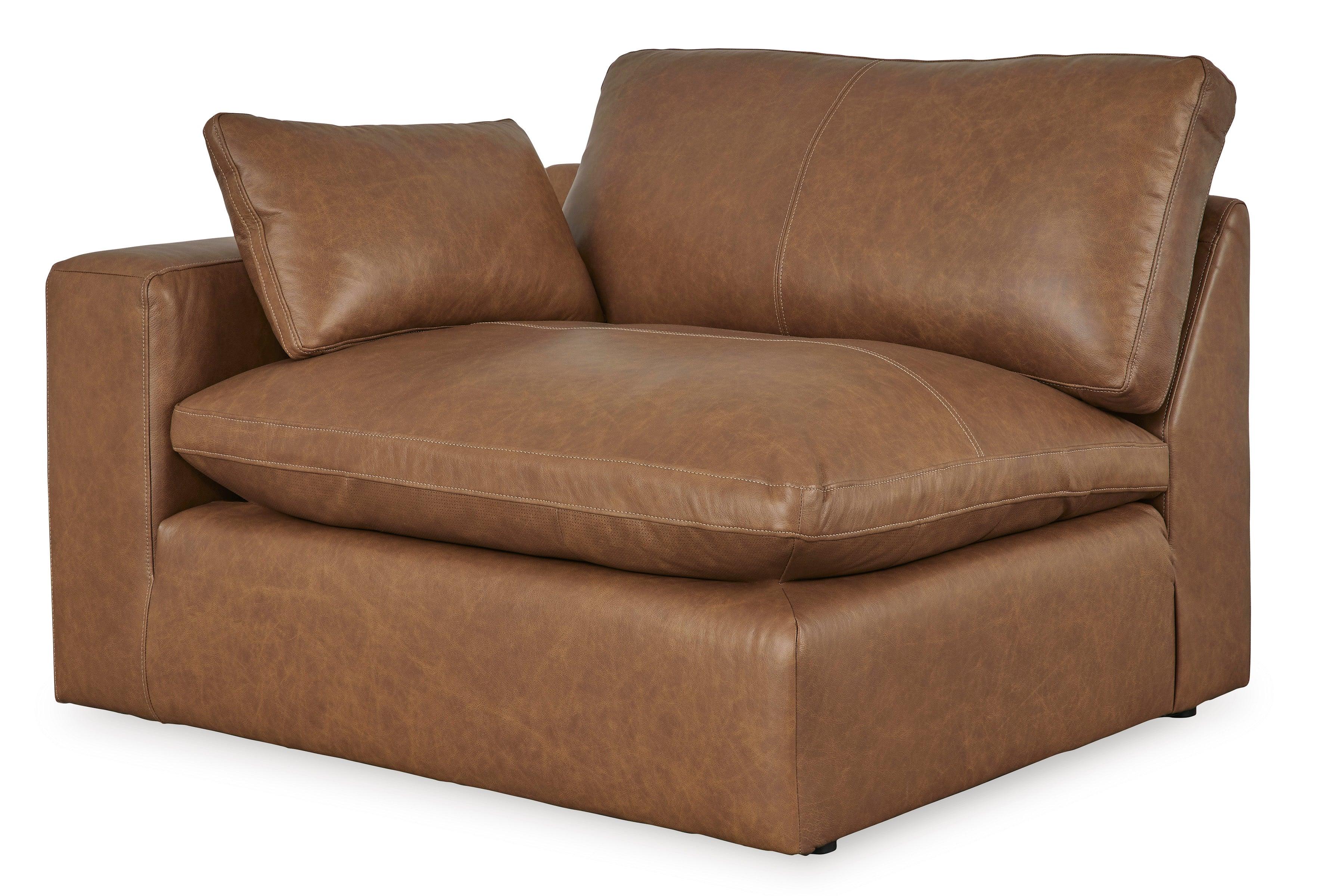 Emilia Caramel Leather 3-Piece Modular Sectional with Ottoman - Image 9