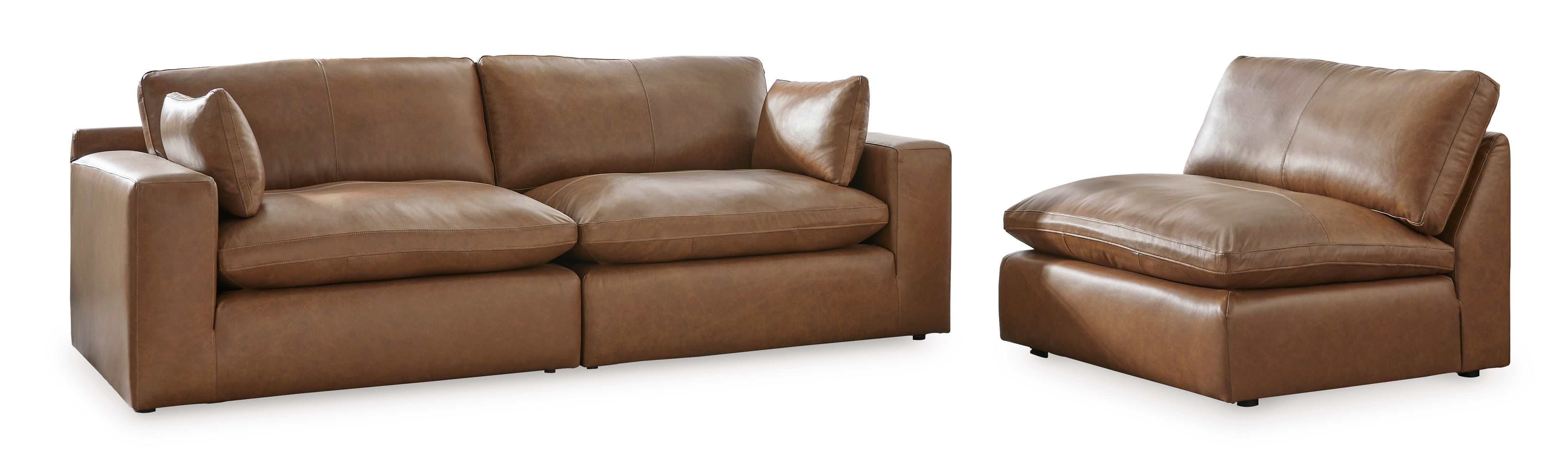 Emilia Caramel Leather Modular Sofa and Loveseat - Image 5