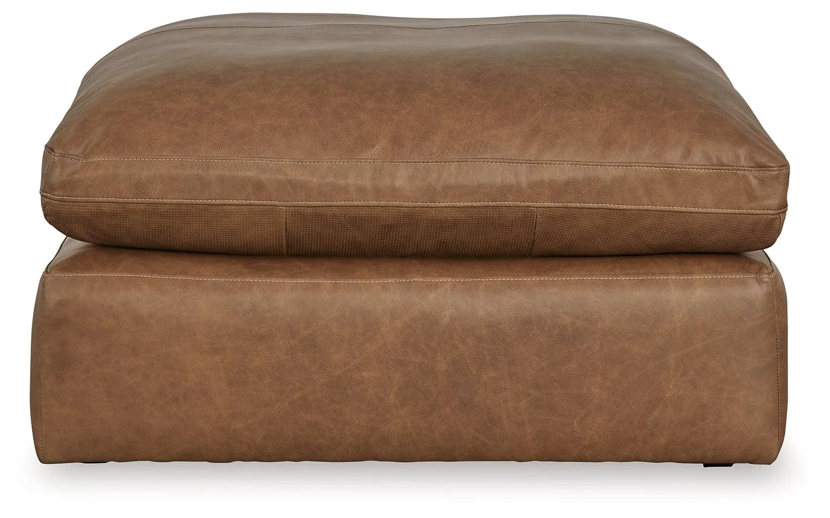 Emilia Caramel Oversized Leather Accent Ottoman - Image 3