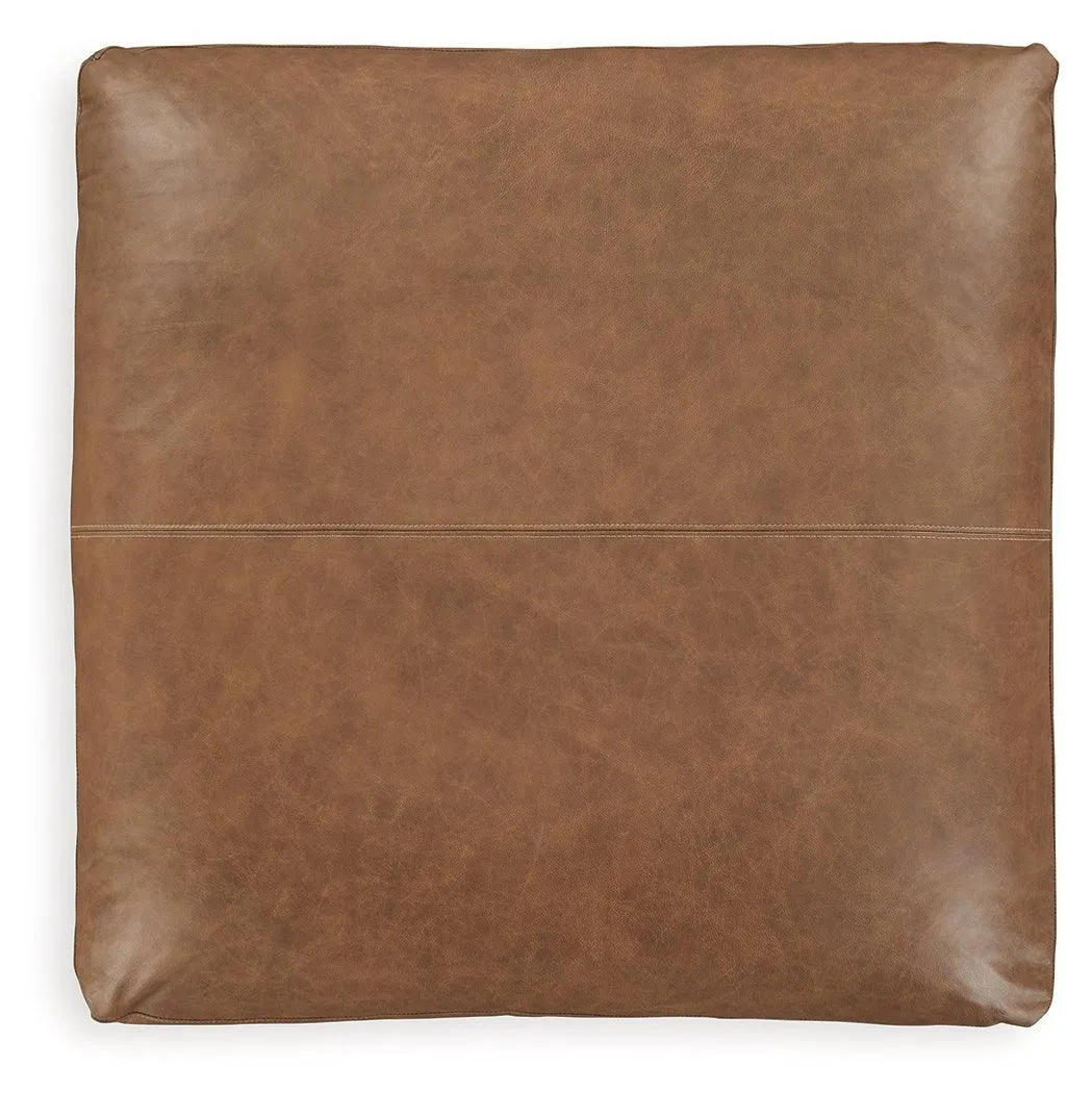Emilia Caramel Oversized Leather Accent Ottoman - Image 4