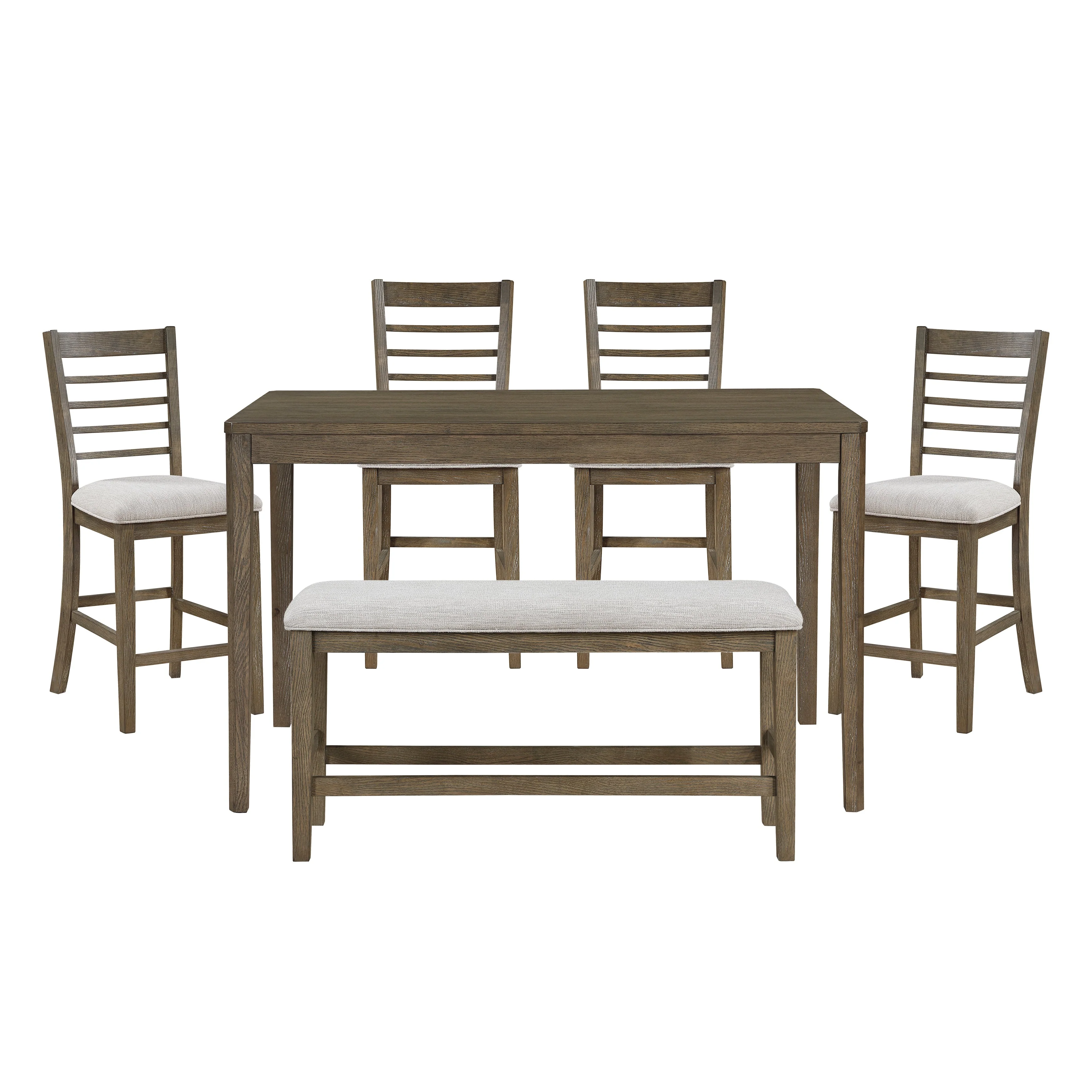 Emilia Light Brown 6-Piece Counter Height Set - Image 2