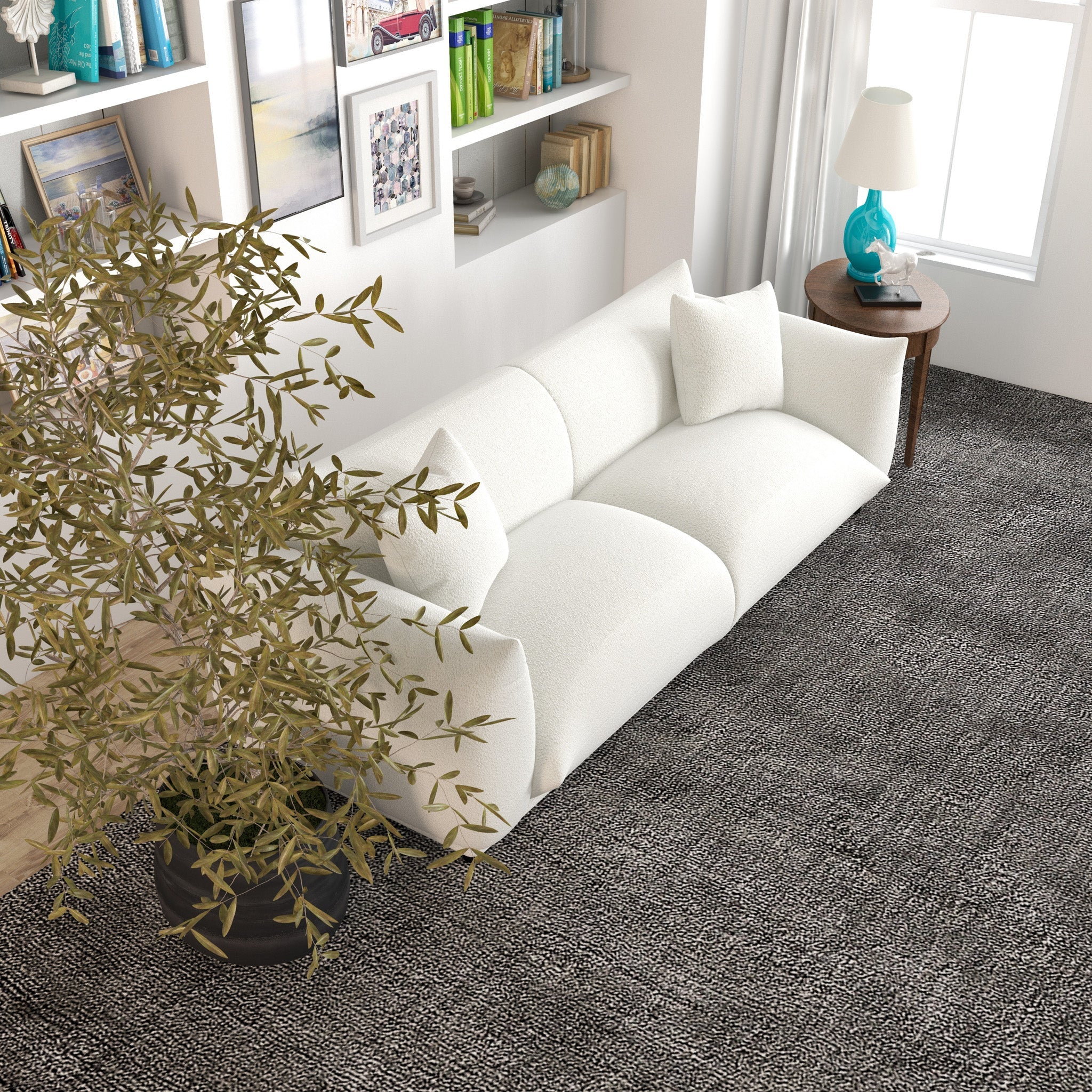 Emma Mid Century Modern Luxury Cream Boucle Sofa - Image 3
