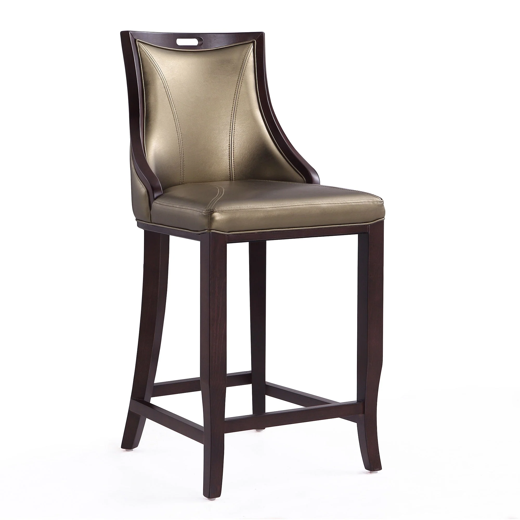 Emperor Bar Stool in Bronze and Walnut (set of 2) - Image 4