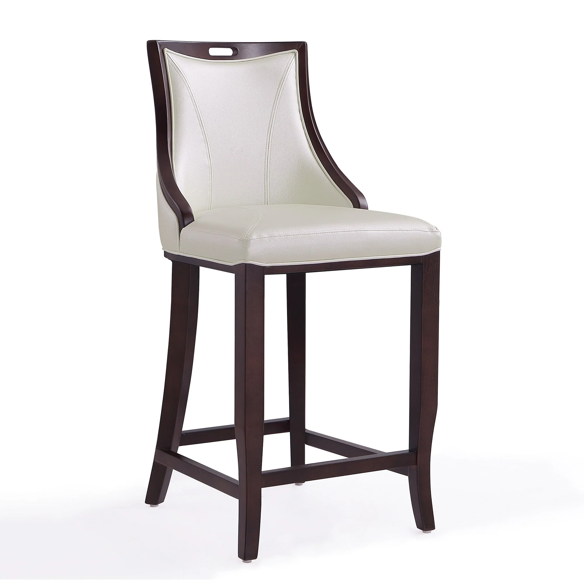 Emperor Bar Stool in Pearl White and Walnut (Set of 2) - Image 4