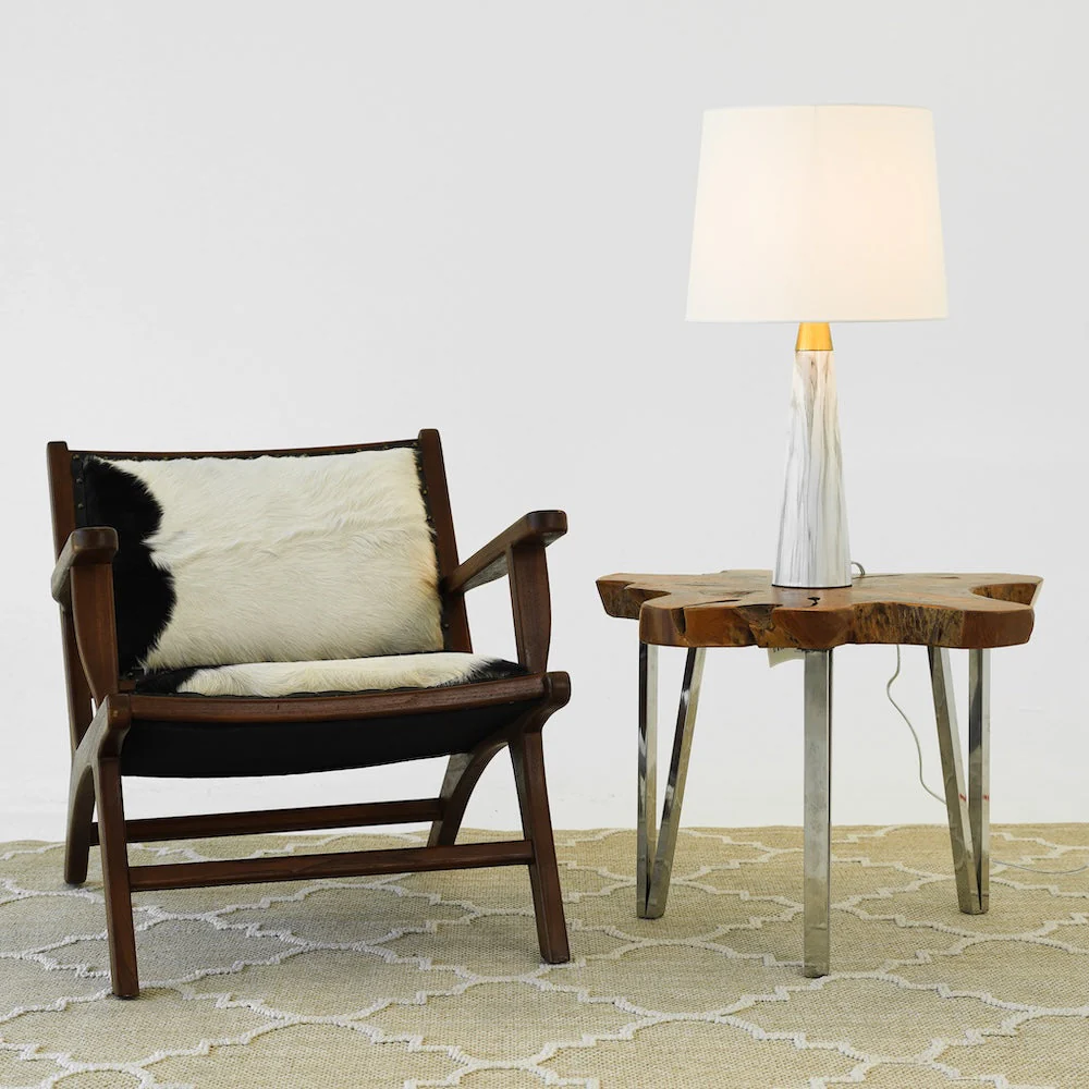 Enclave Hydro Black Table Lamp with On/Off Switch Faux Marble Base Fabric Shade - Image 2