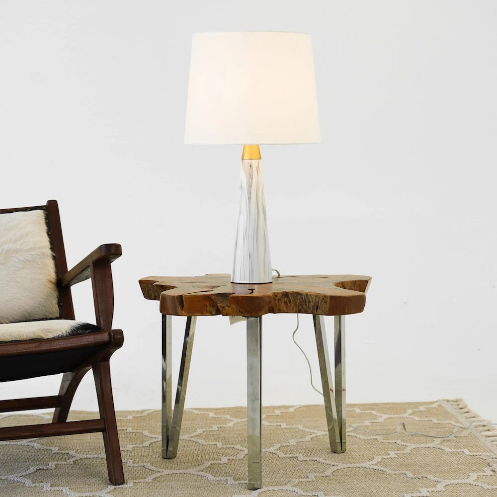 Enclave Hydro Black Table Lamp with On/Off Switch Faux Marble Base Fabric Shade - Image 5