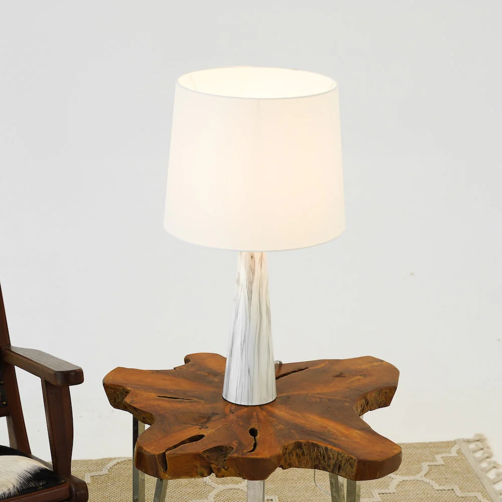 Enclave Hydro Black Table Lamp with On/Off Switch Faux Marble Base Fabric Shade - Image 6
