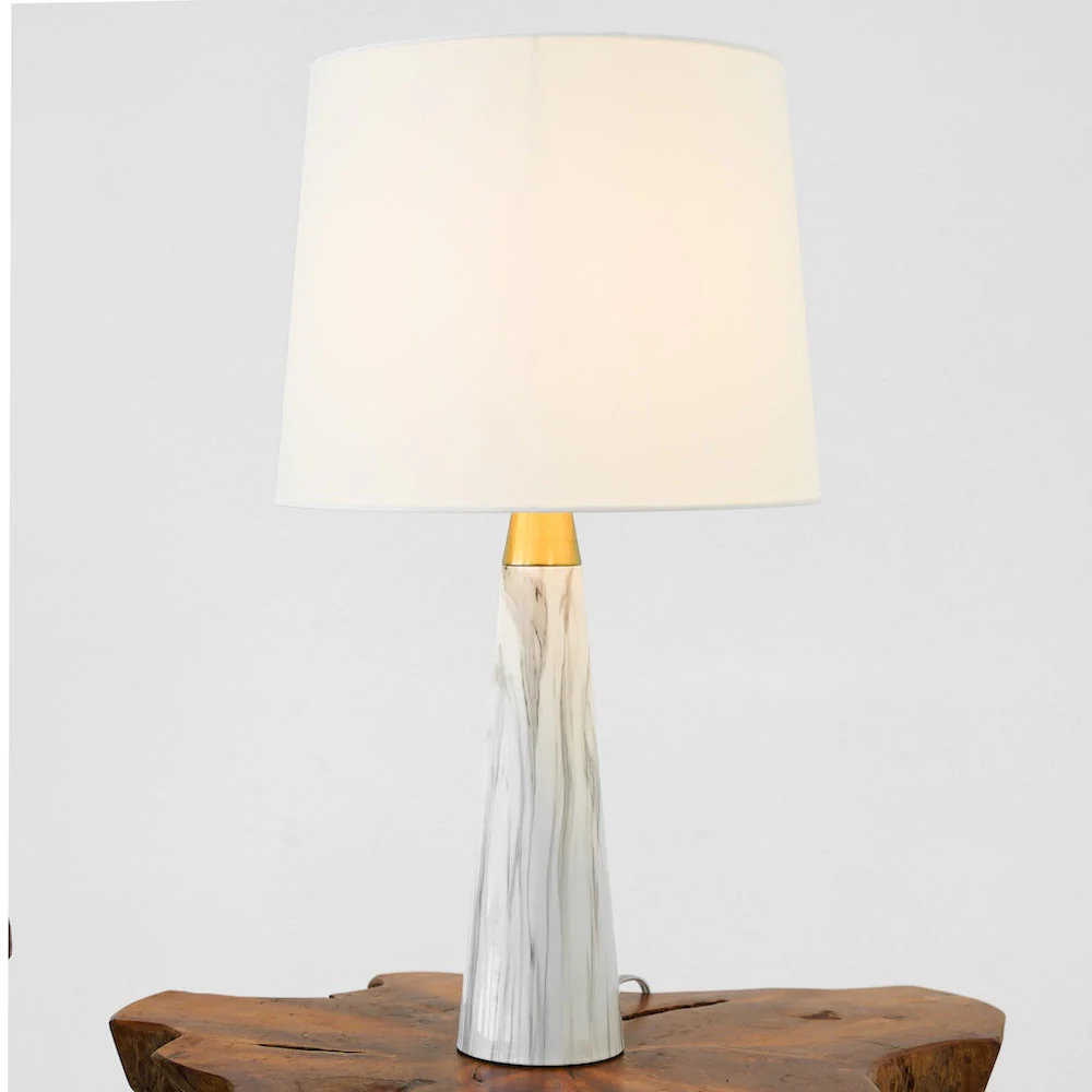 Enclave Hydro Black Table Lamp with On/Off Switch Faux Marble Base Fabric Shade - Image 7