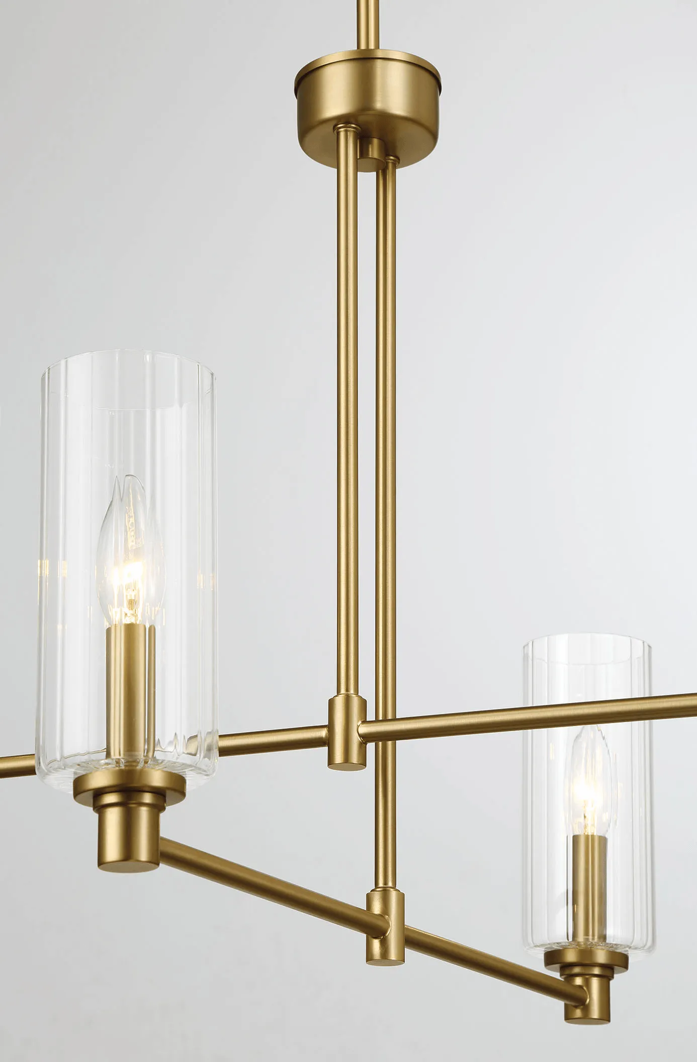 Enigma Four Lights Chandelier With Clear Ribbed Glass -Satin Brass - Image 2