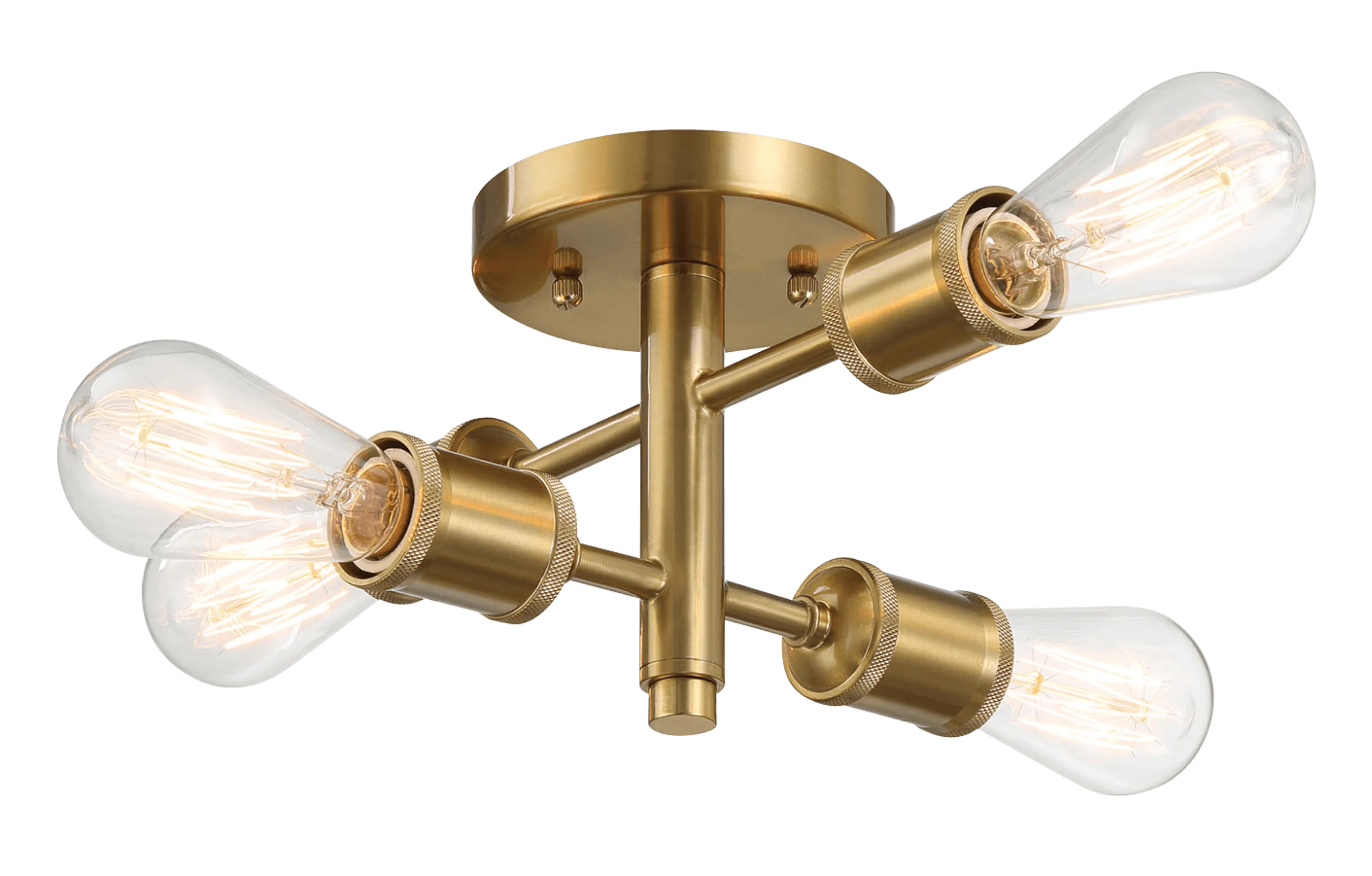 Ephemeral Four Lights Semi Flush Mount Retro Hallway Kitchen Bedroom Living Room Ceiling Pendant 11"W × 6.5"H - Image 2