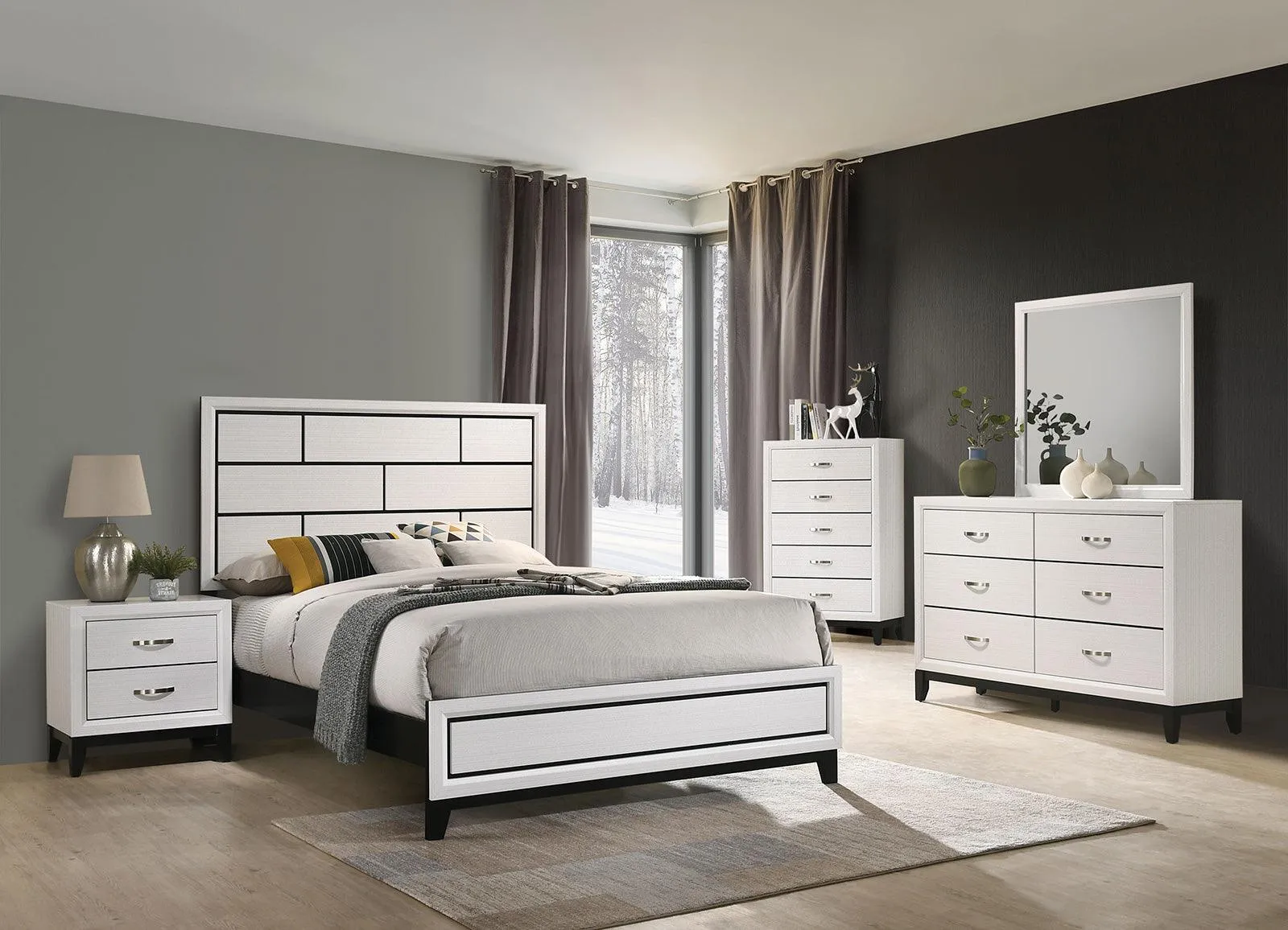 Errico White King Panel Bed - Image 2