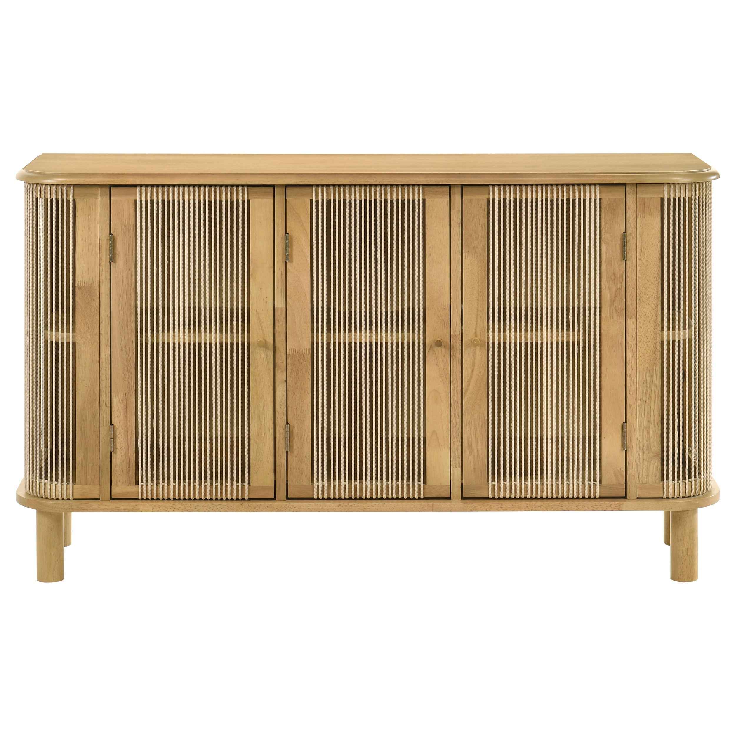 Ervine Natural 3-Door Rope Panel Sideboard Accent Storage Cabinet - Image 2
