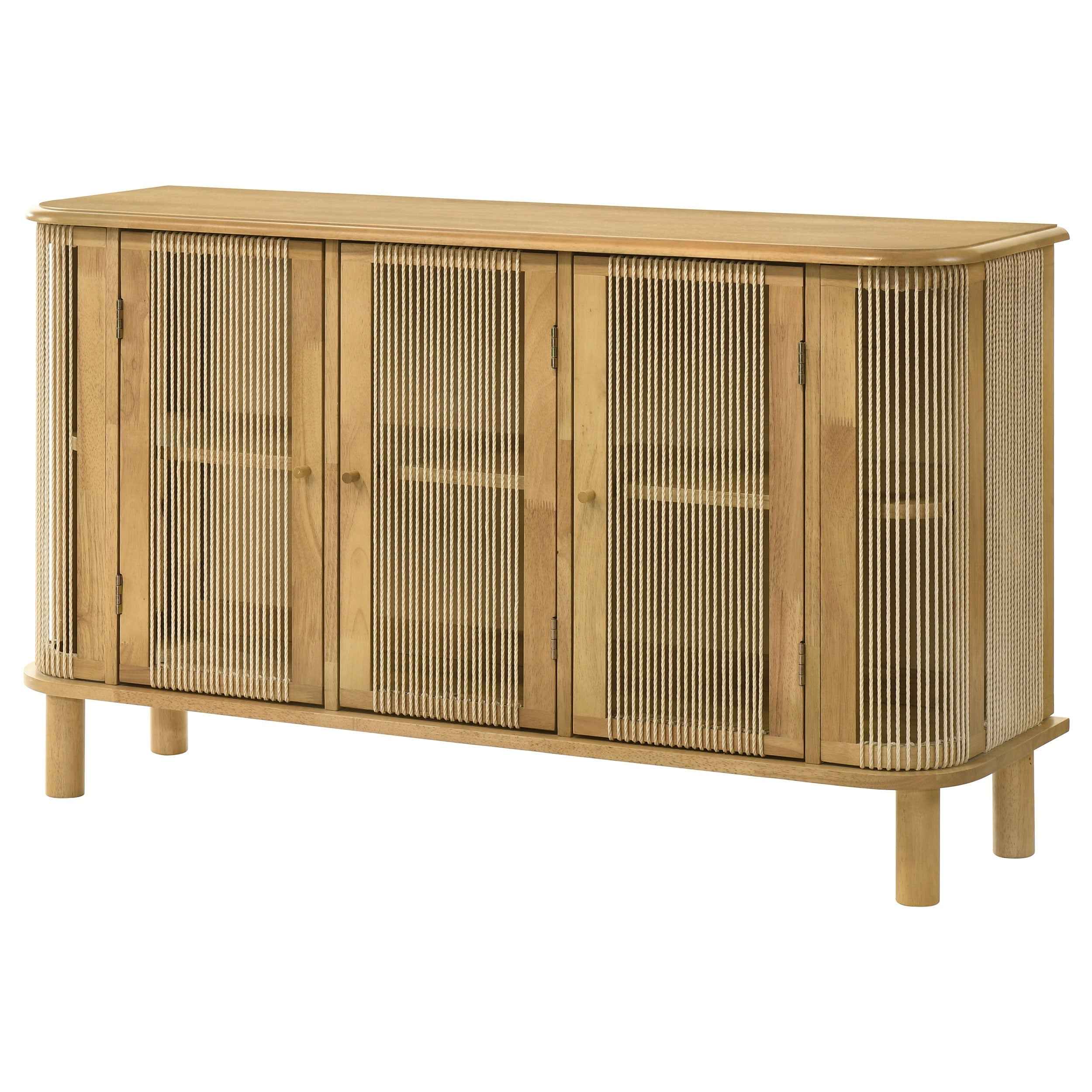 Ervine Natural 3-Door Rope Panel Sideboard Accent Storage Cabinet - Image 4