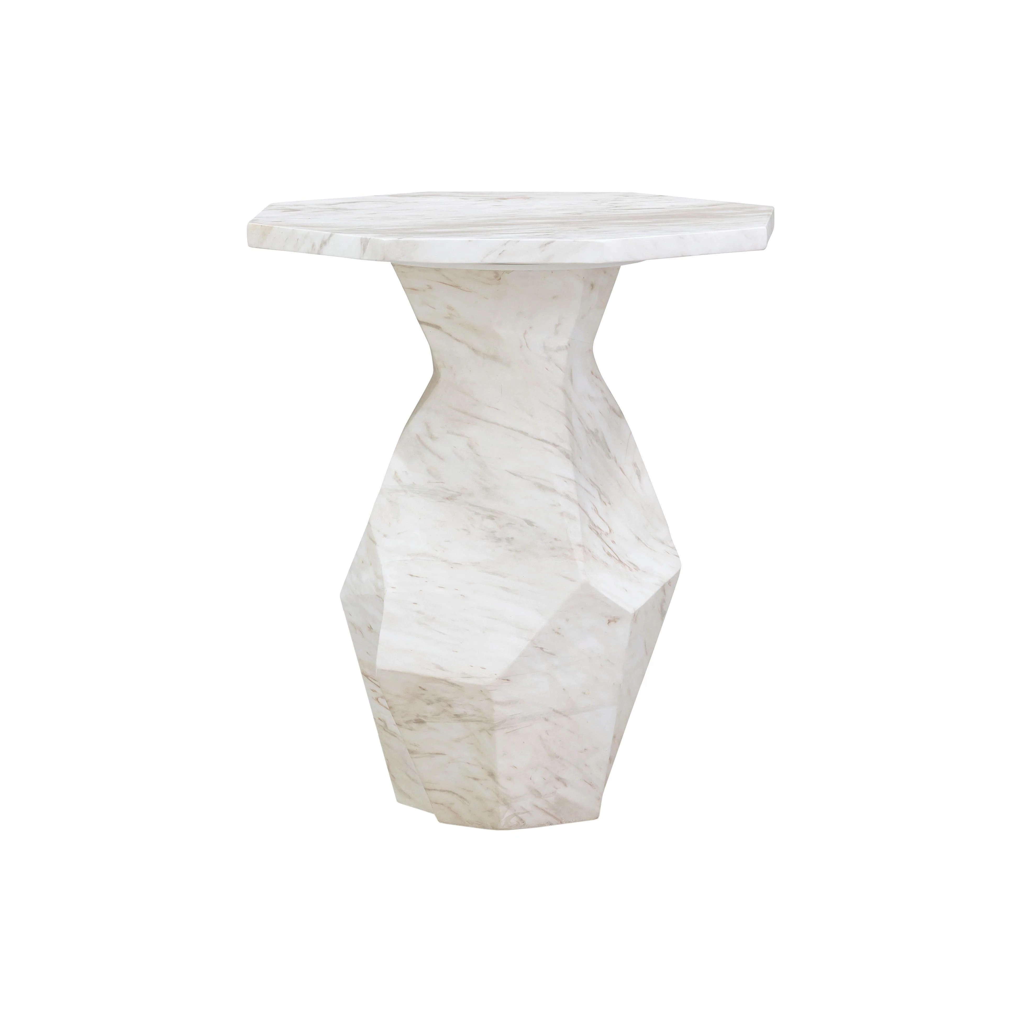 Esme Faux Marble Indoor / Outdoor Round Side Table - Image 3