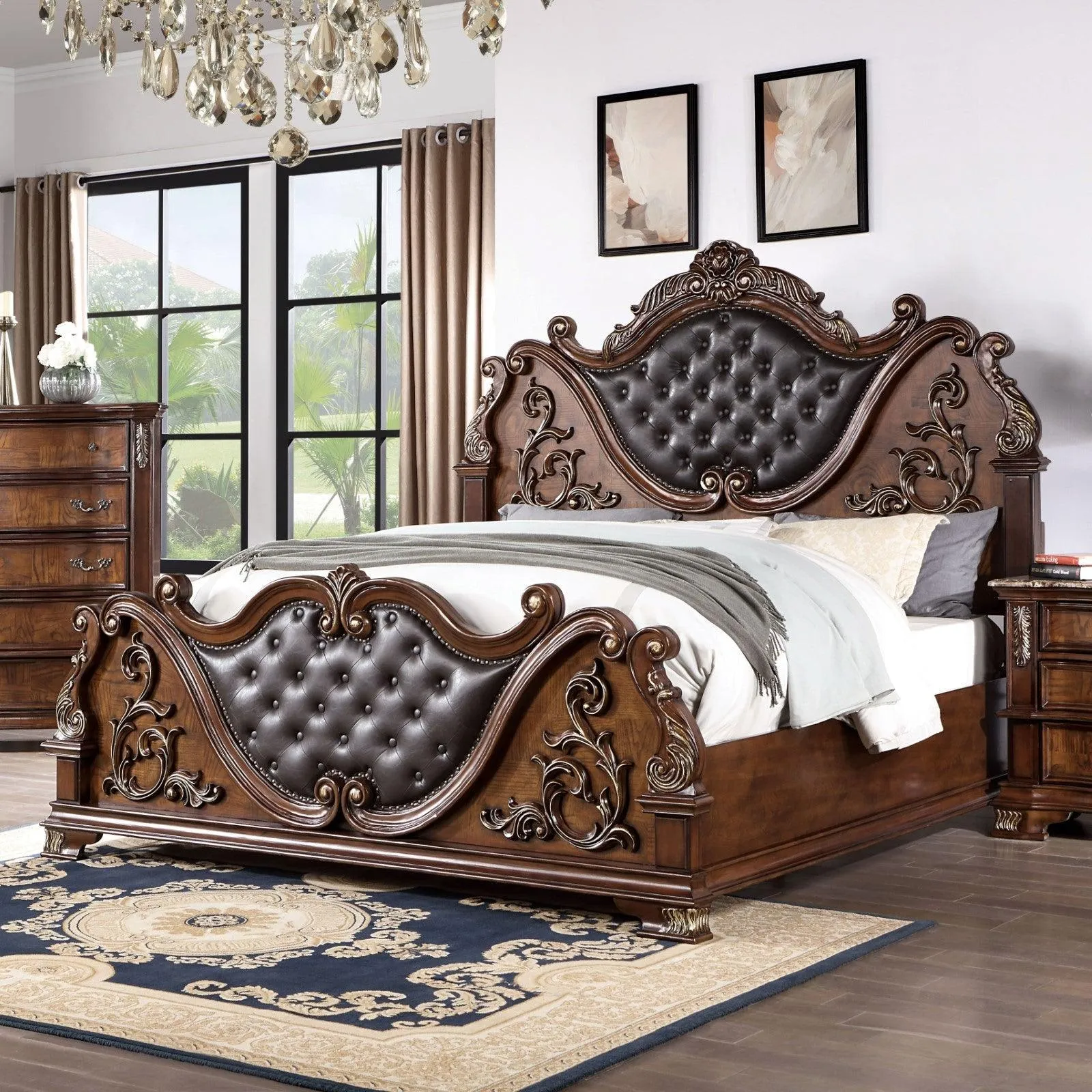 Esparanza Brown Cherry Queen Bed