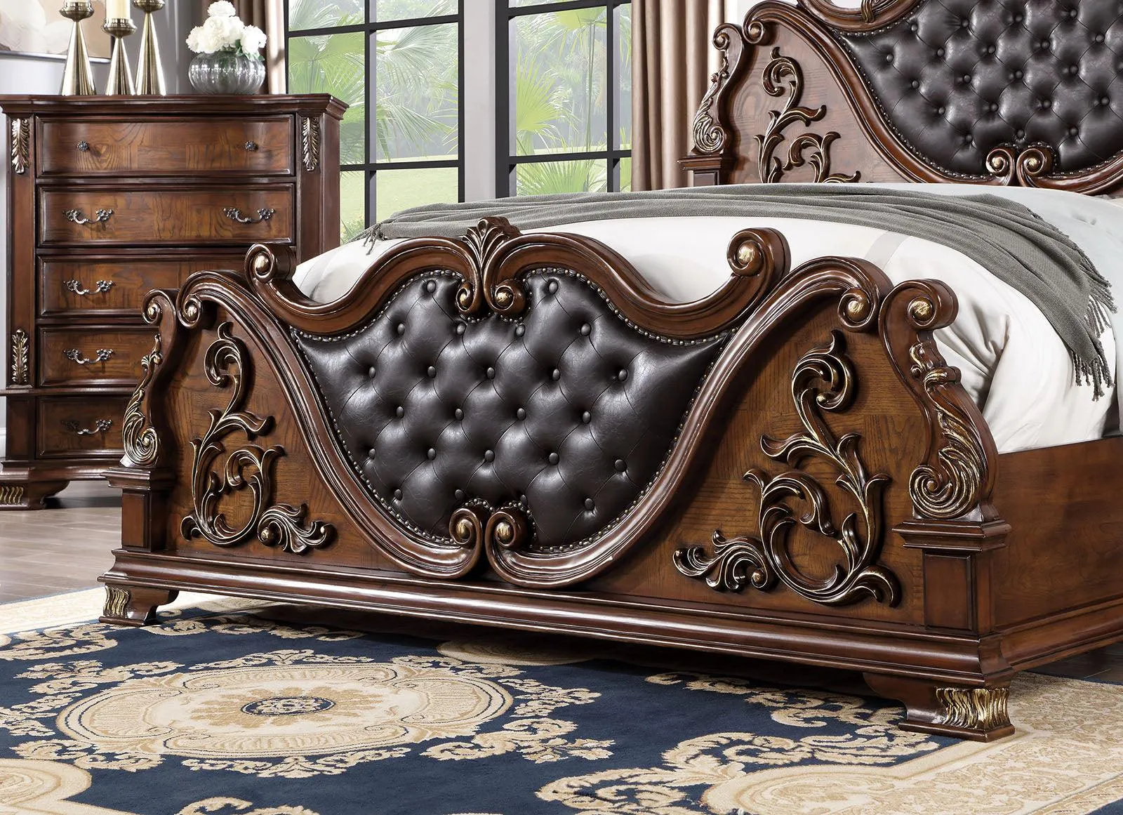 Esparanza Brown Cherry Queen Bed - Image 3