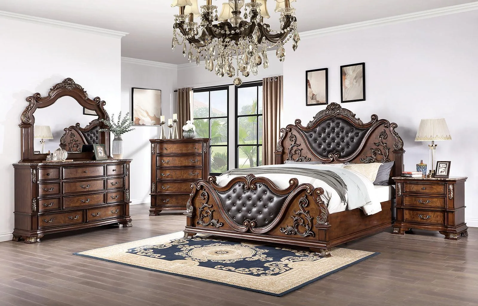 Esparanza Brown Cherry Queen Bed - Image 4
