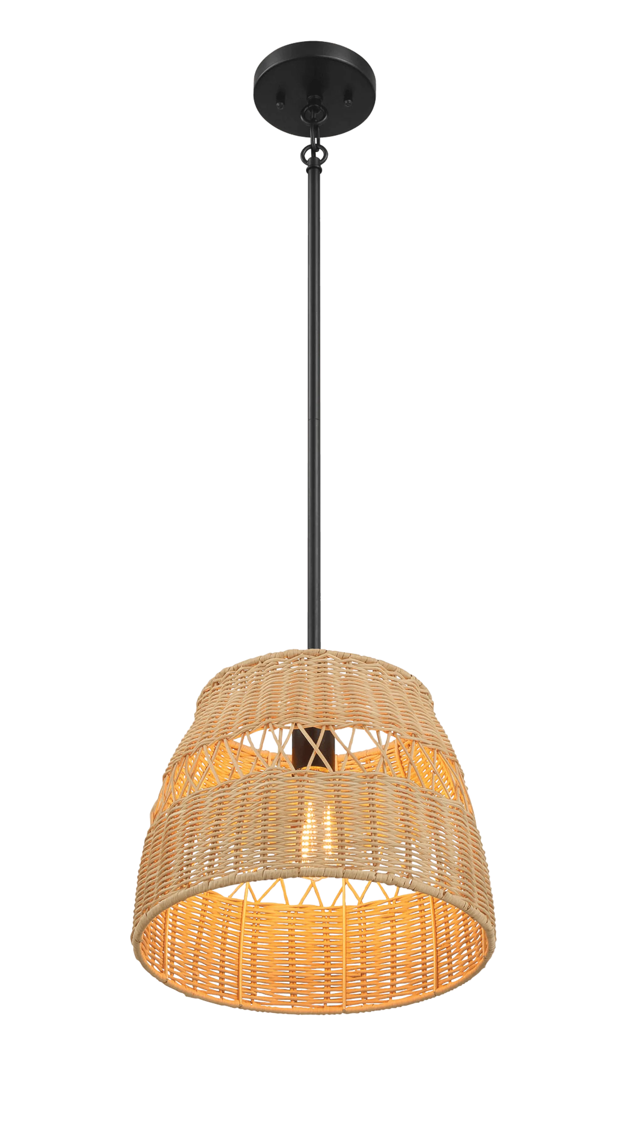 Essence Single Lights Pendant With Rattan Shade  Black Metal Finish for Farmhouse Style - Image 5