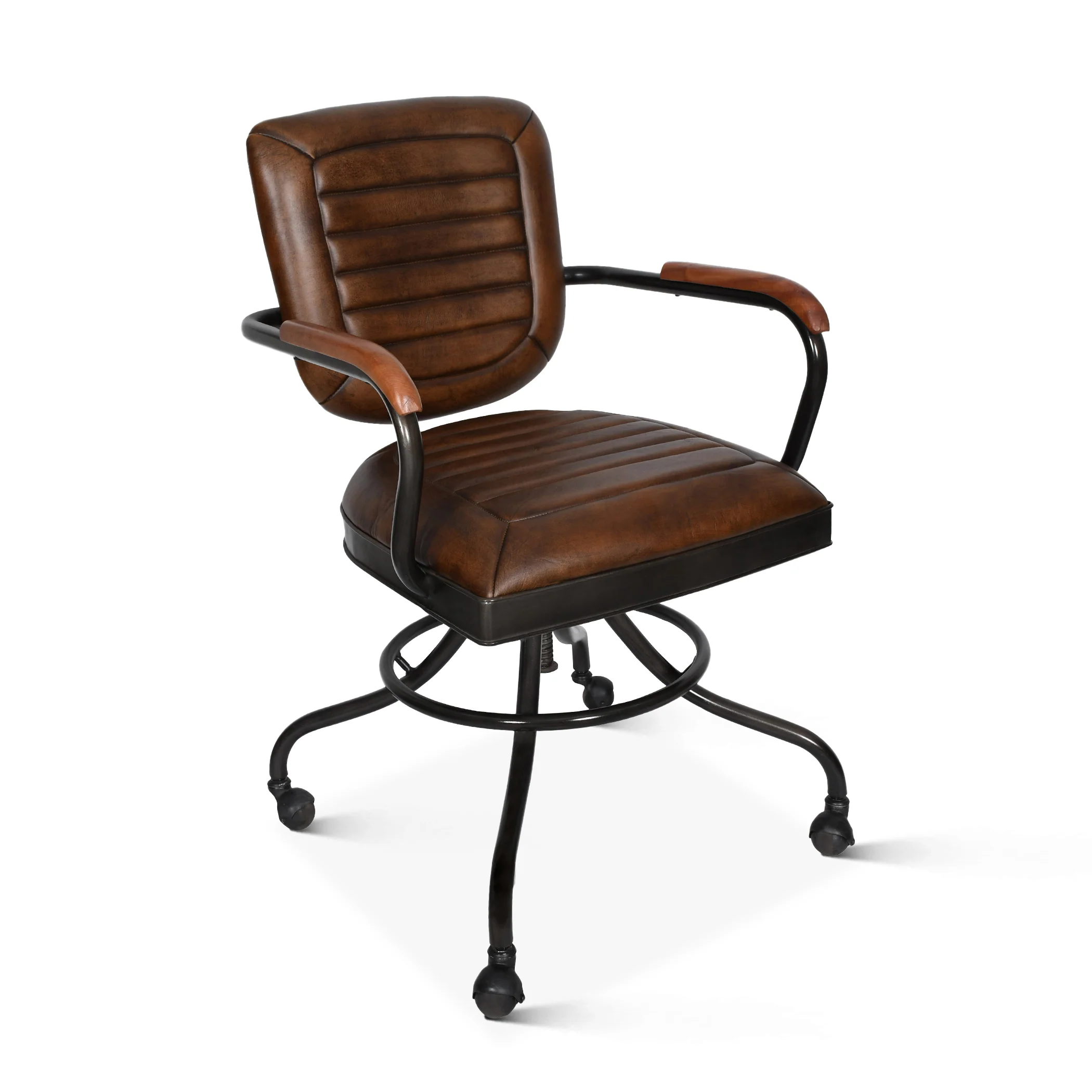 Essex Oden 24" Desk Chair in Antique Whiskey Top Grain Leather - Image 2